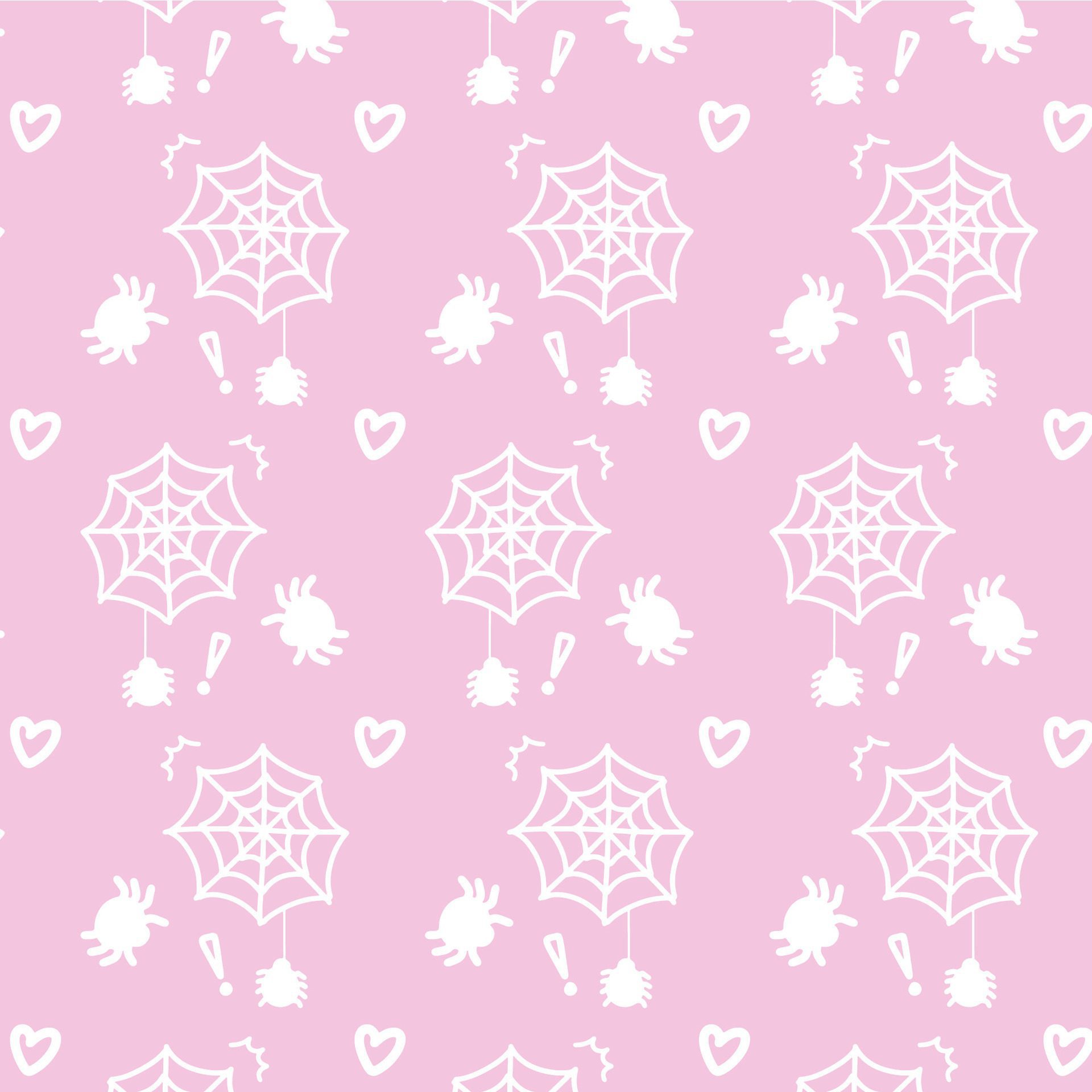 Pattern with spider web on pink background. Pink halloween pattern for kids. Free Vector