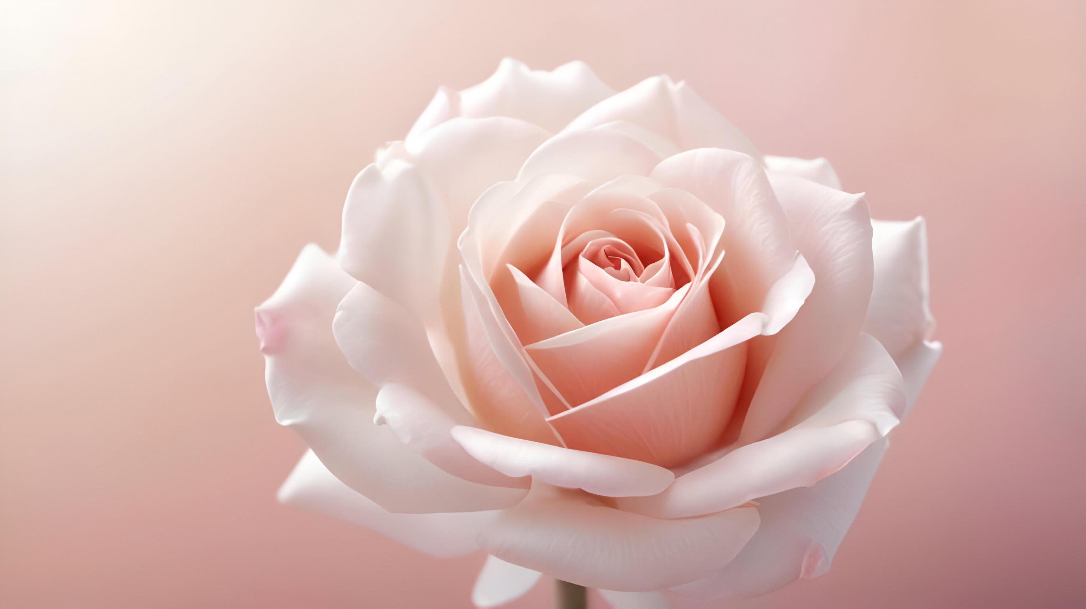 a single rose is shown in front of a pink background Stock Free