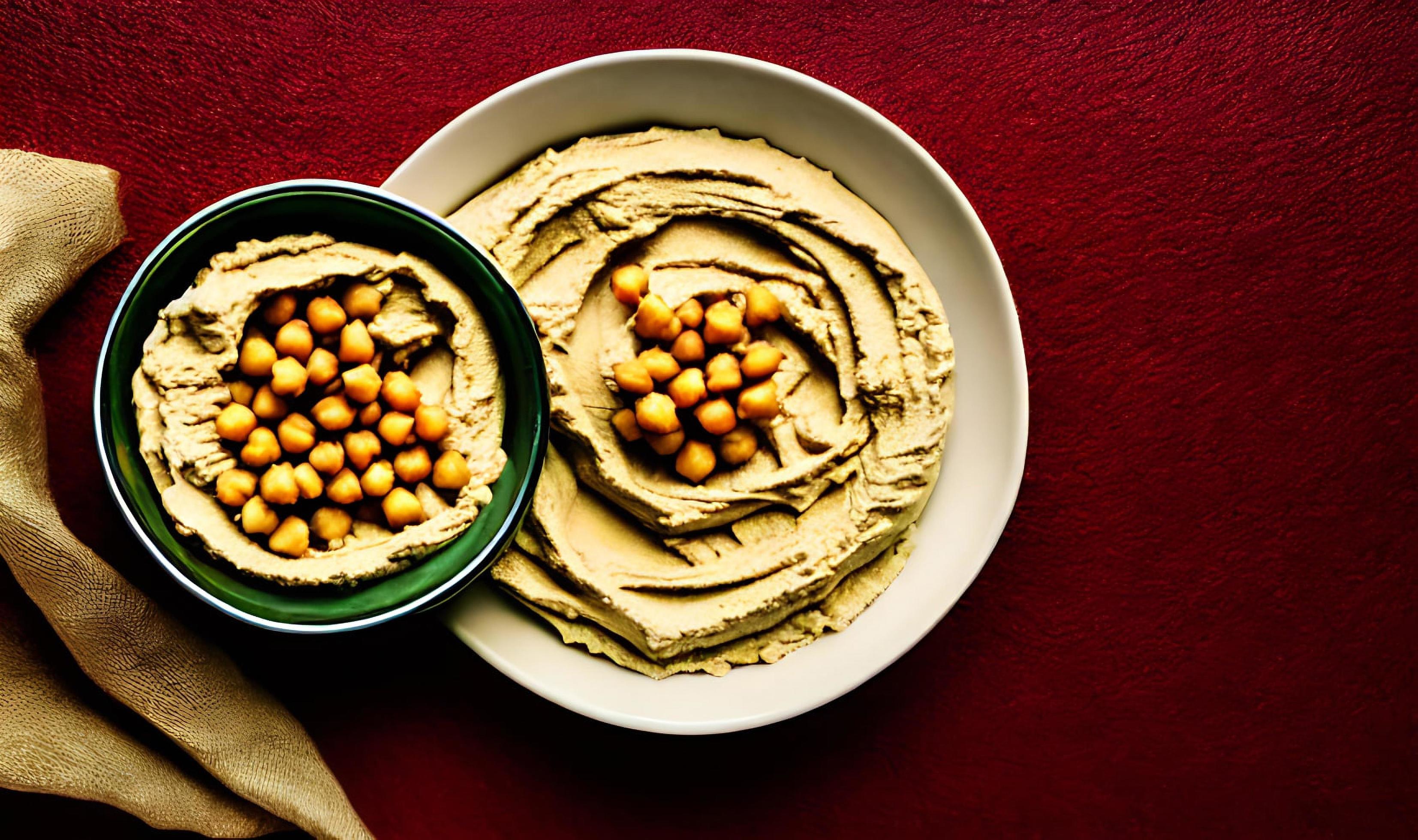 Healthy food. Traditional freshly made organic hummus. Stock Free