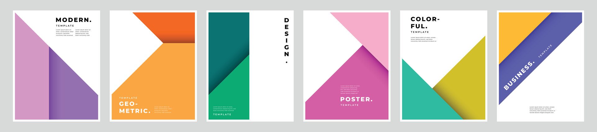 Colorful geometric poster design set. Creative minimalistic polygon banner design. Free Vector