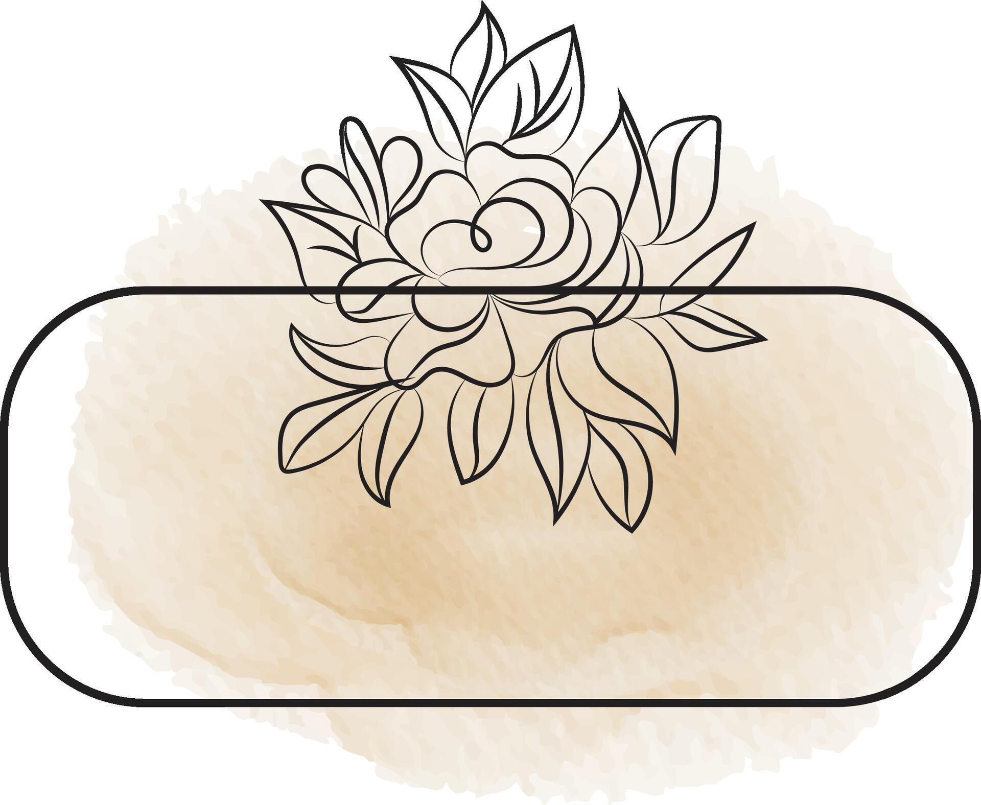 realistic hand drawn flowers with blank banner Stock Free