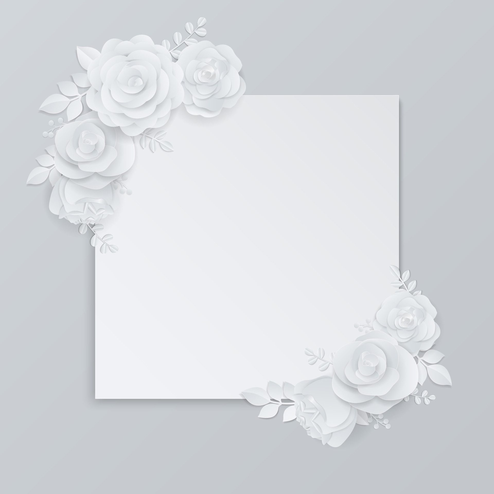 Paper rose wreath with white banner Free Vector