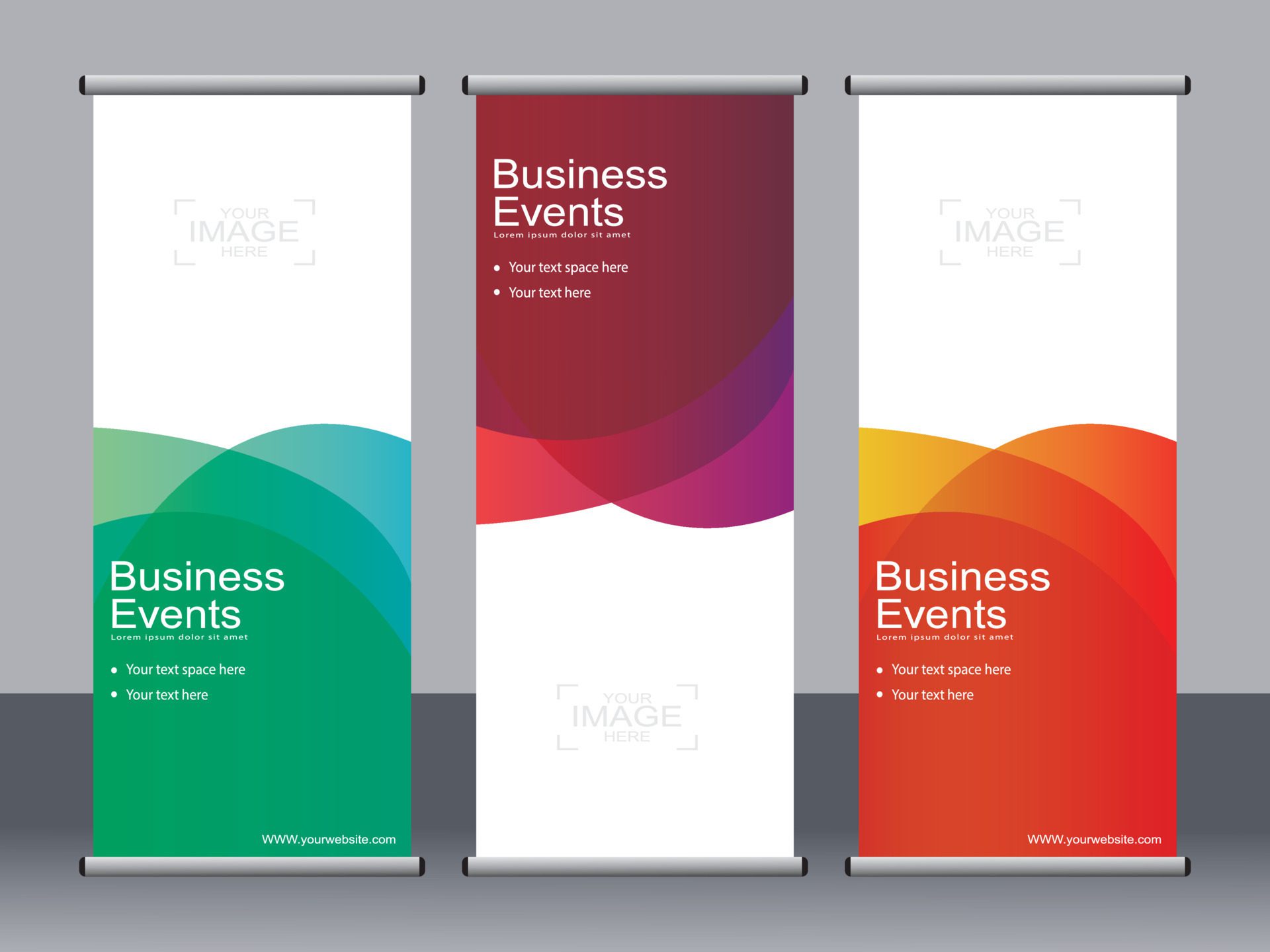 Business banner roll up set standee banner template. Free Vector