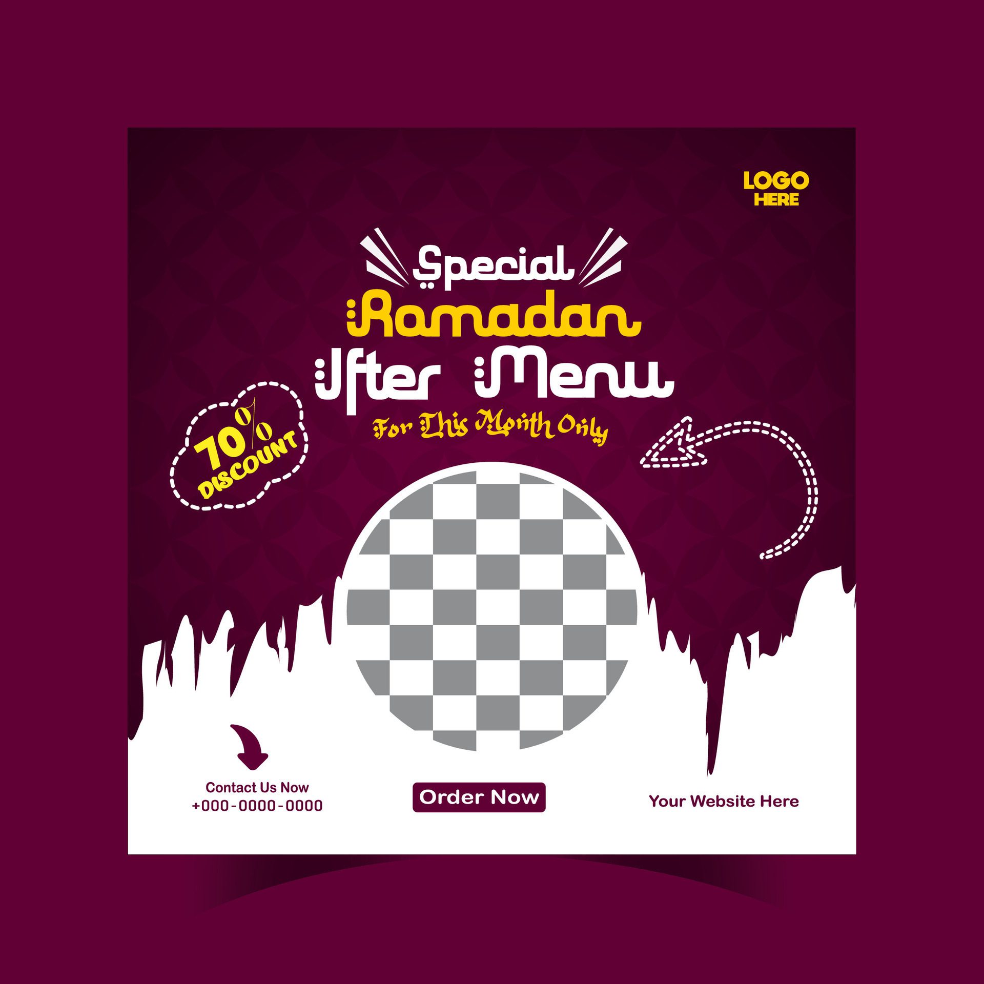 Ramadan iftar menu food post design and social media banner template Free Vector