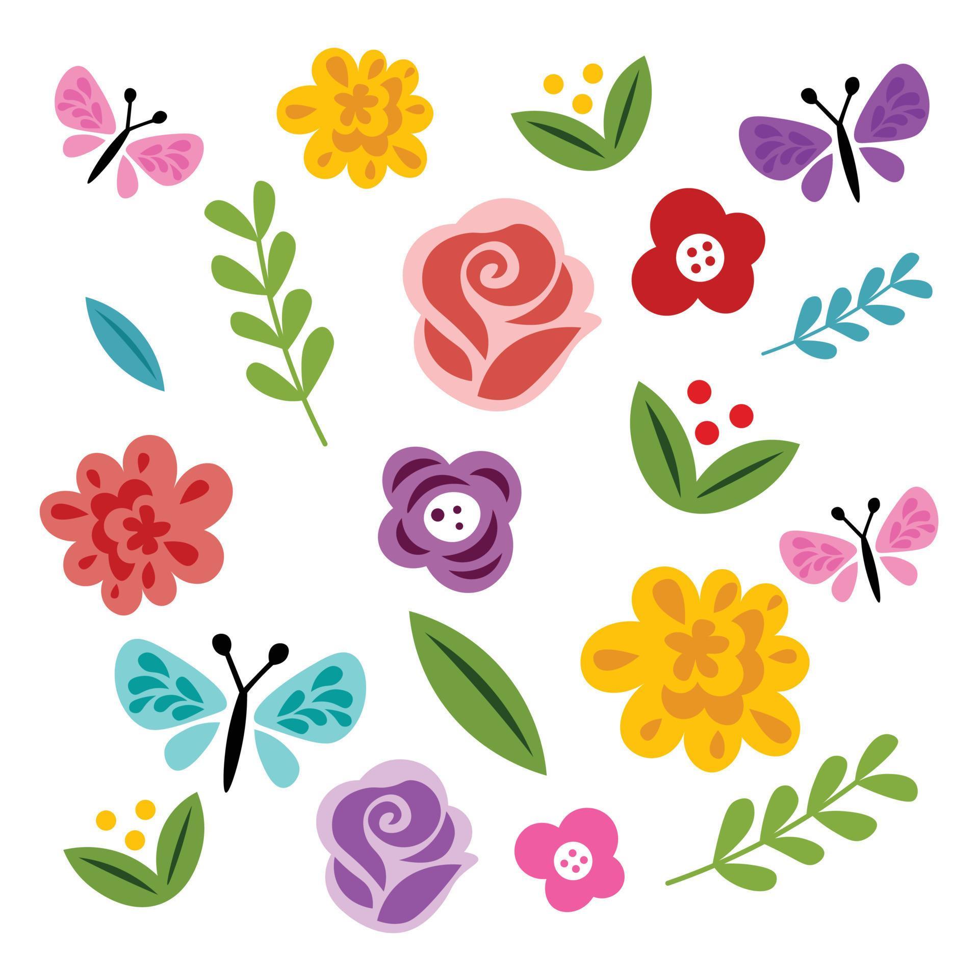 Doodle flowers vector Stock Free