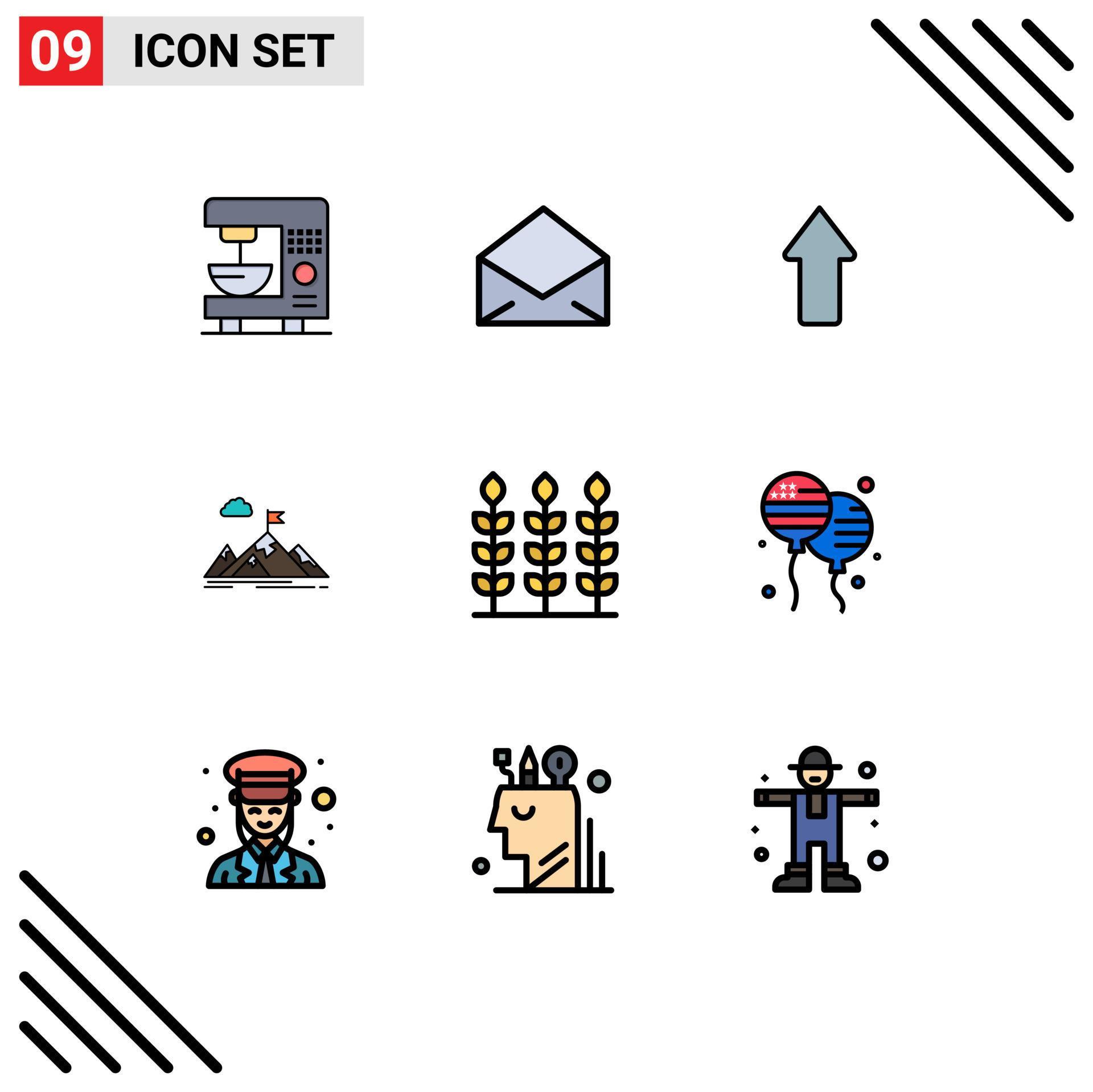 9 Creative Icons Modern Signs and Symbols of mountains goal arrow business achievement Editable Vector Design Elements Stock Free