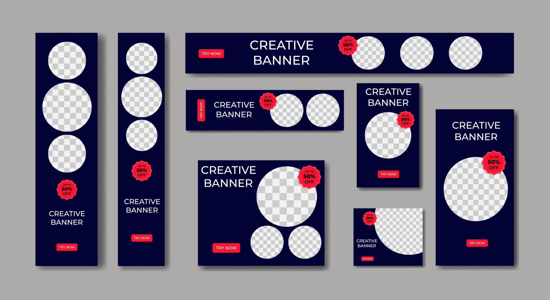 Set Of Ad Banner Template Design Free Vector