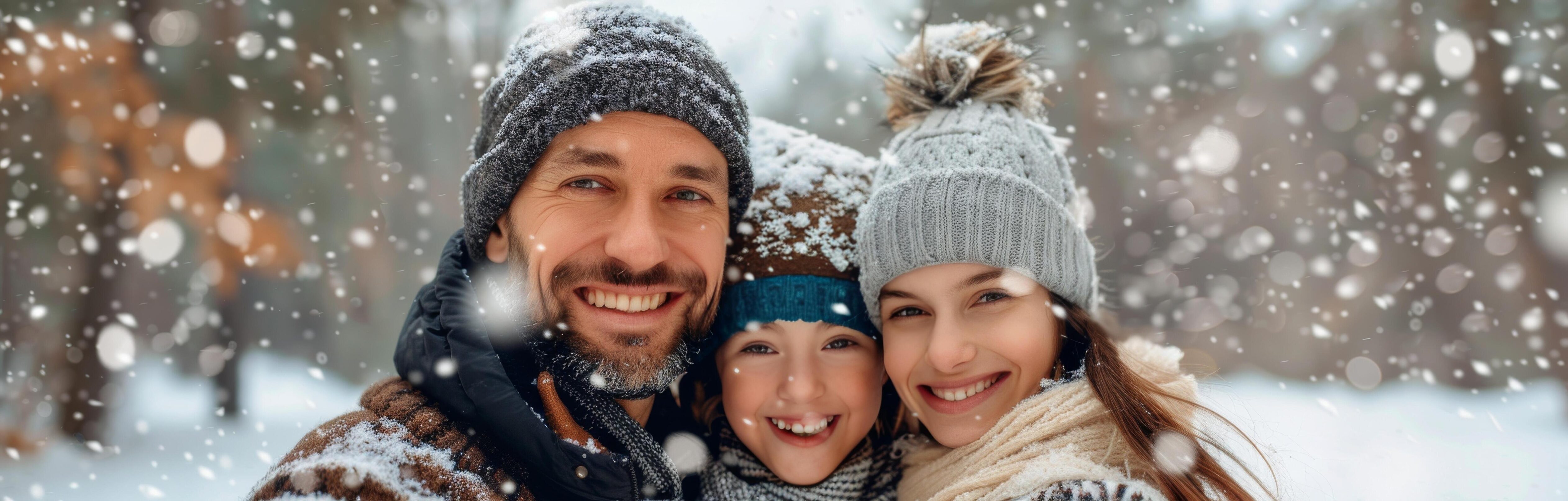 Family Portrait in Winter Snow Stock Free