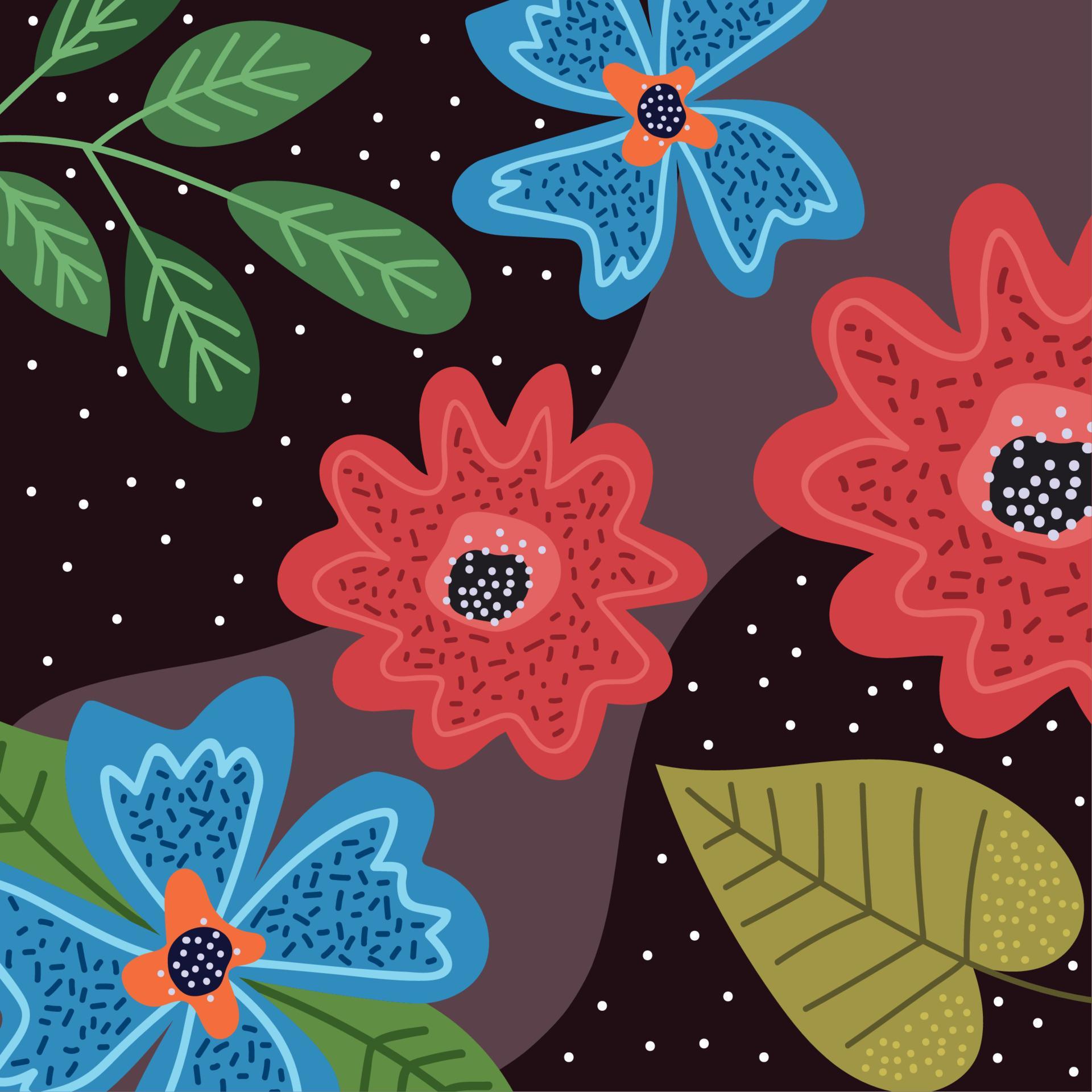 red and blue flowers pattern Stock Free