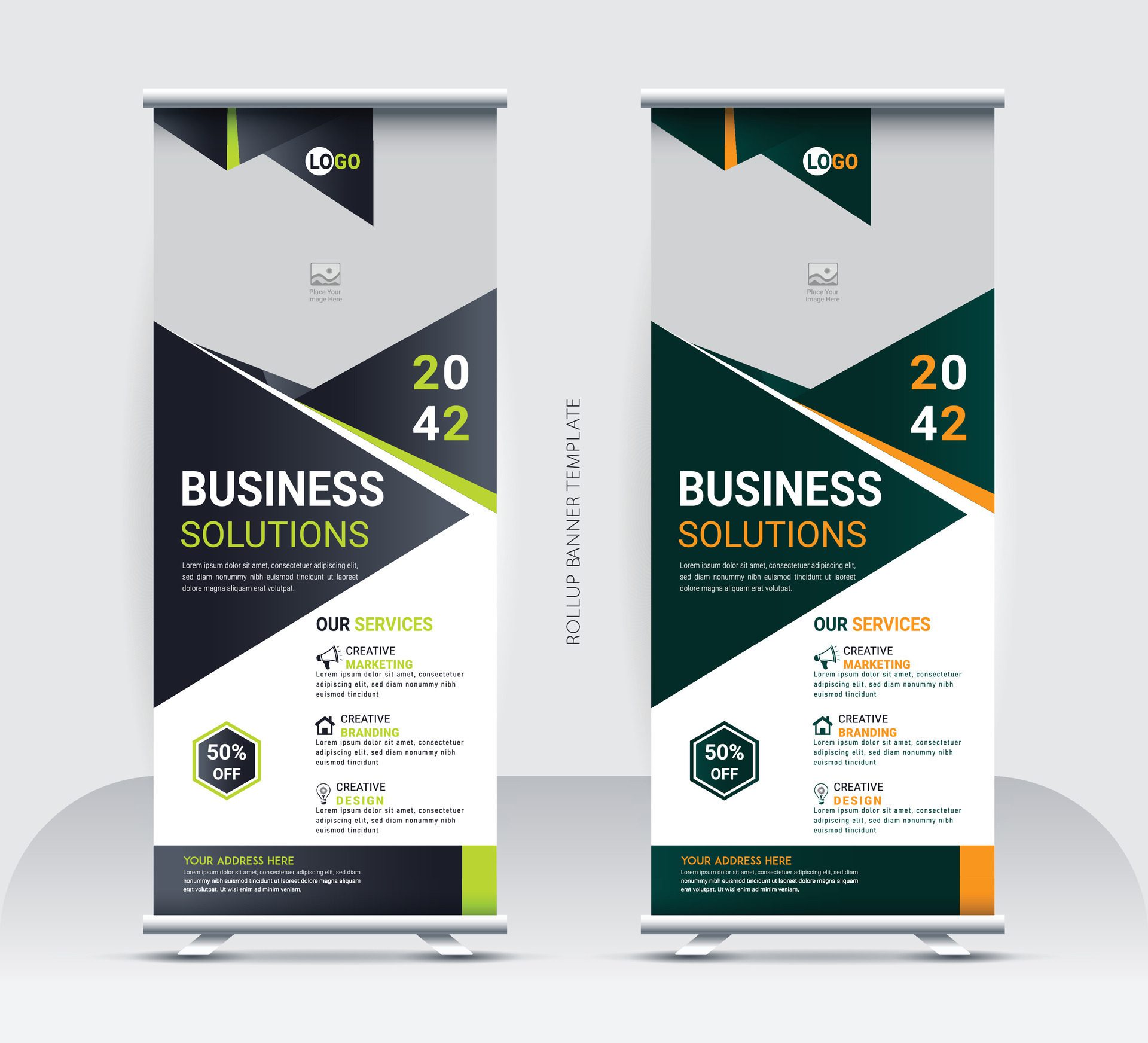 Corporate rollup banner template, advertisement, Free Vector