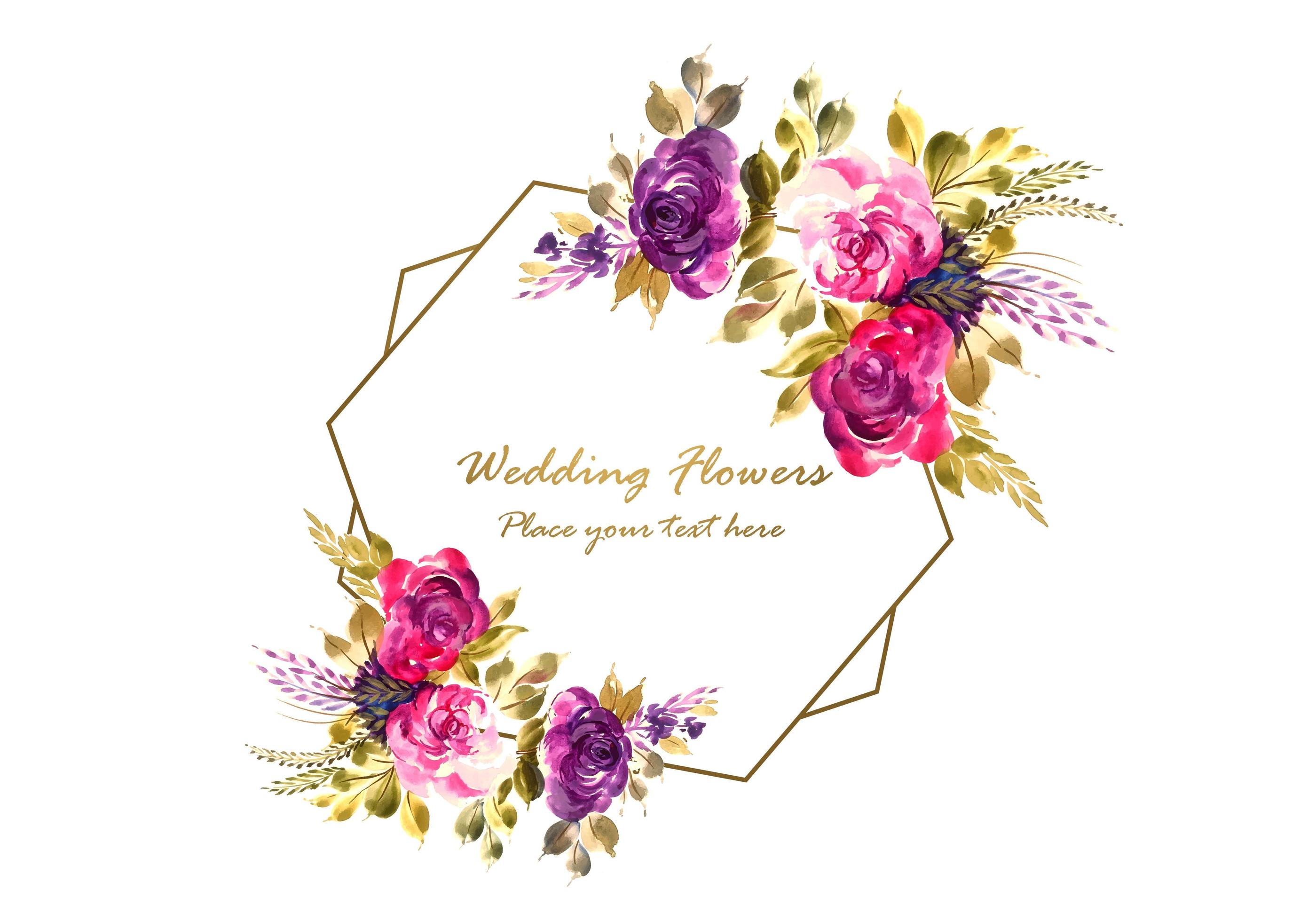 flowers frame with wedding card background Stock Free