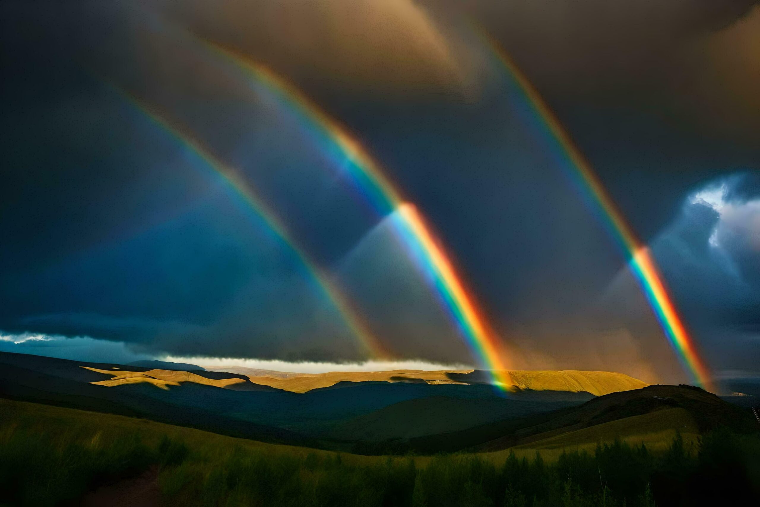 rainbow over the mountains Free Photo