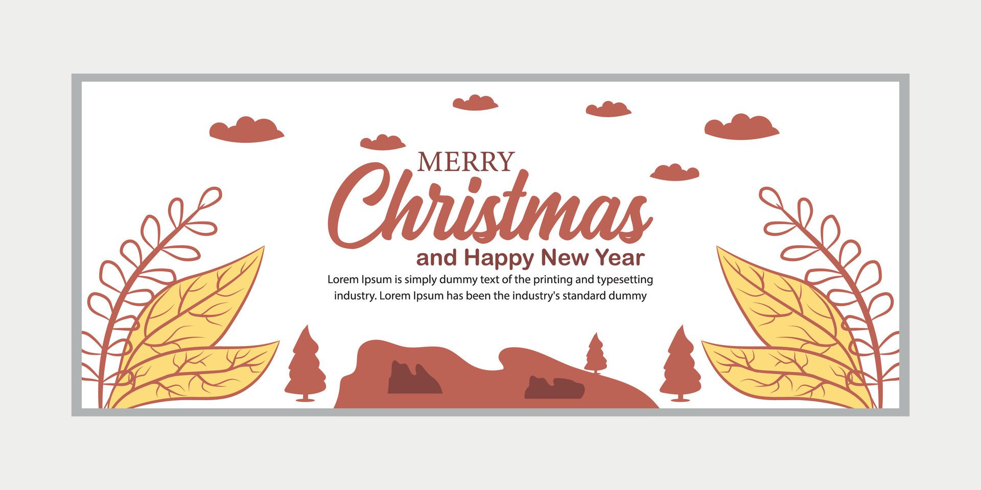 merry christmas banner set and happy new year banner, social media cover and web banner Free Vector