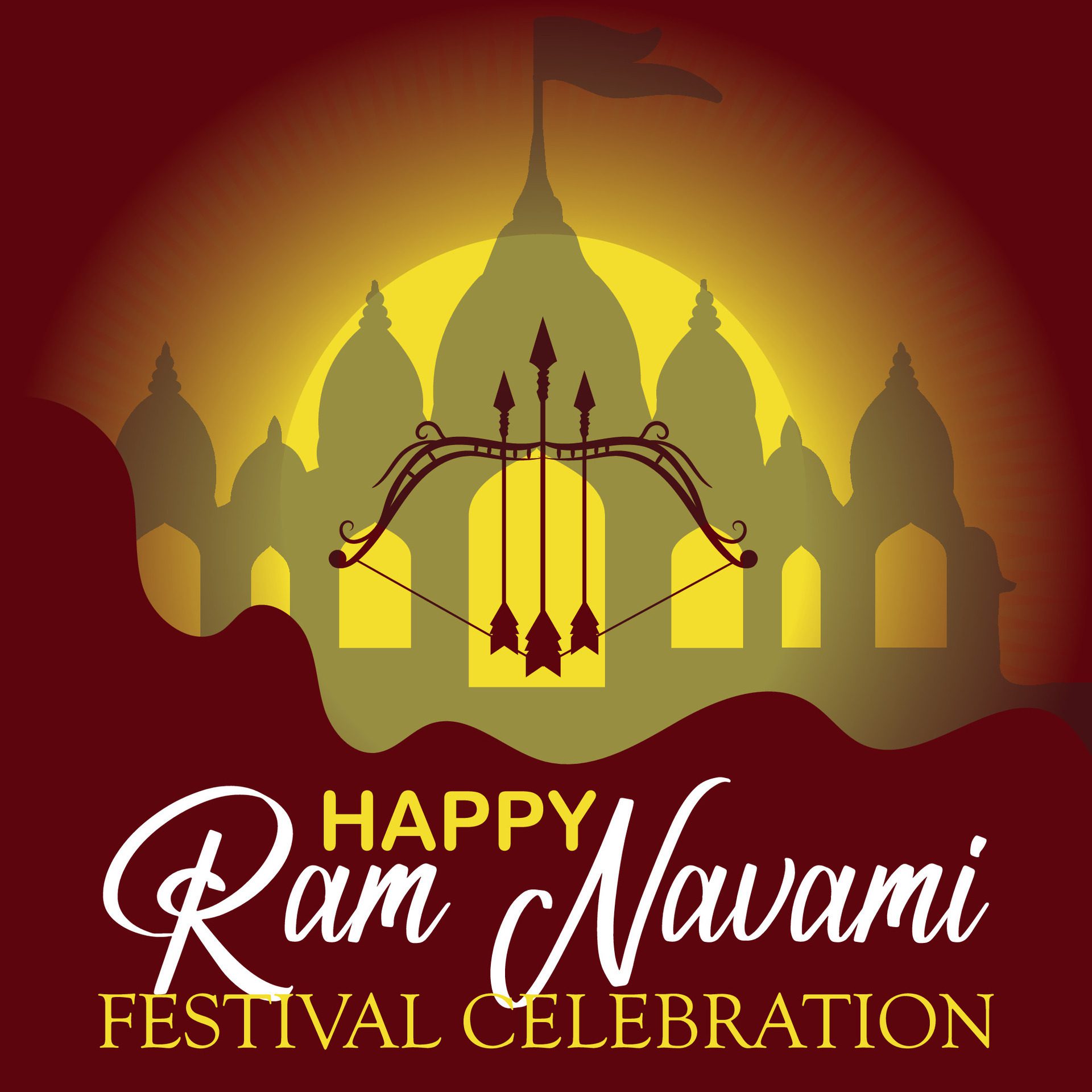 Happy Ram Navami cultural Banner Hindu festival vertical post wishes celebration card Ram Navami celebration background Free Vector