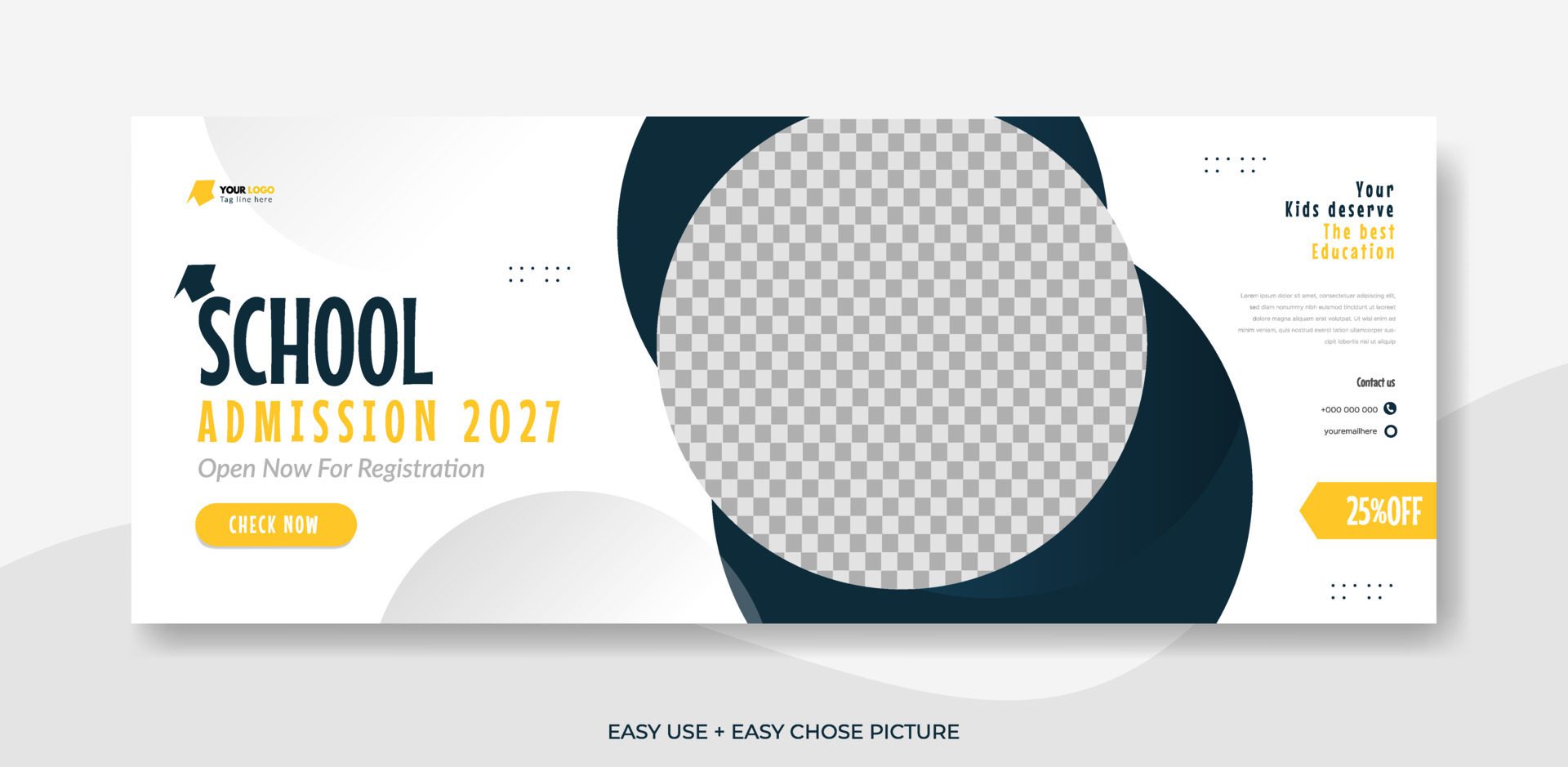 School admission web banner template design illustration Free Vector