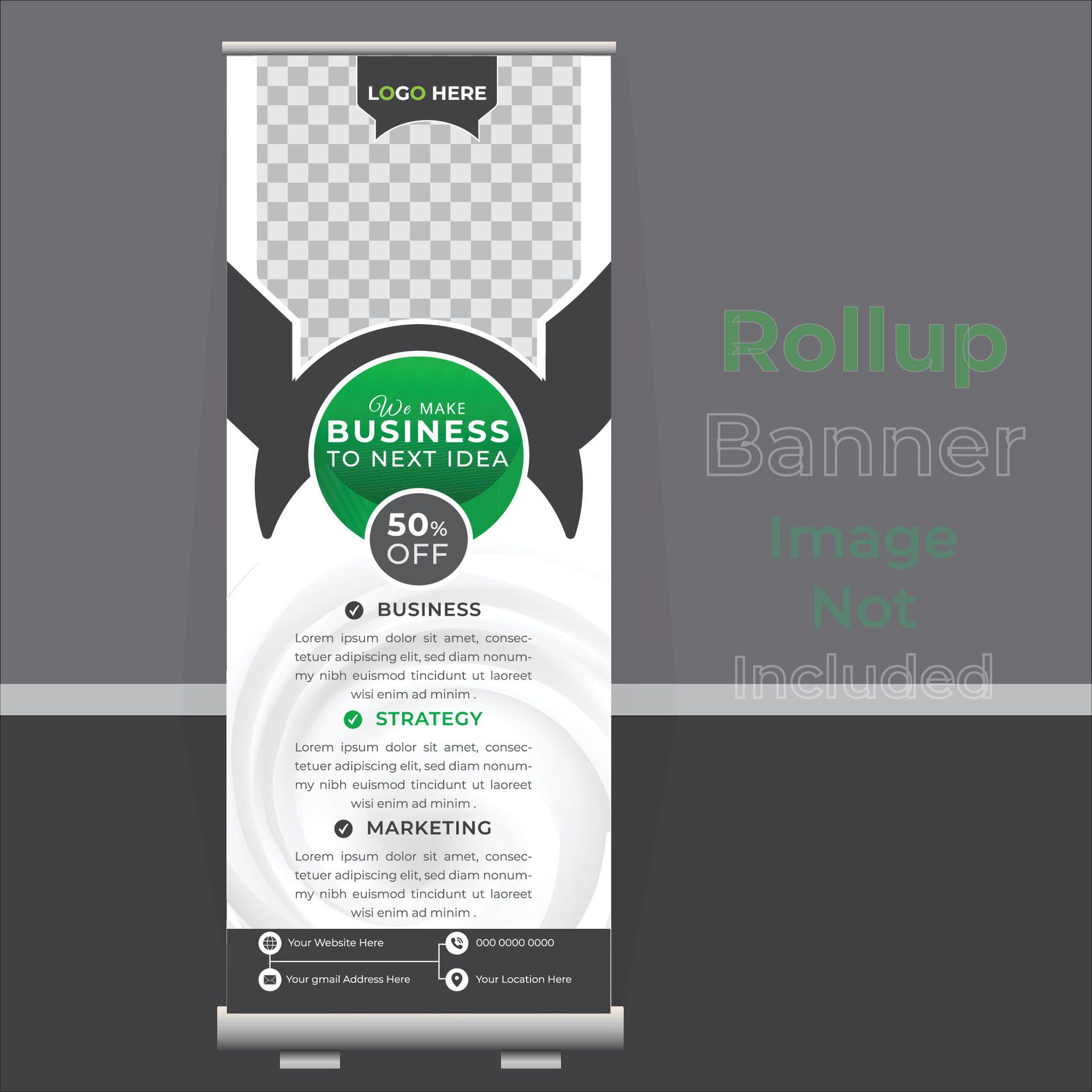 Roll Up Banner, Vector illustration. design Template. Free Vector