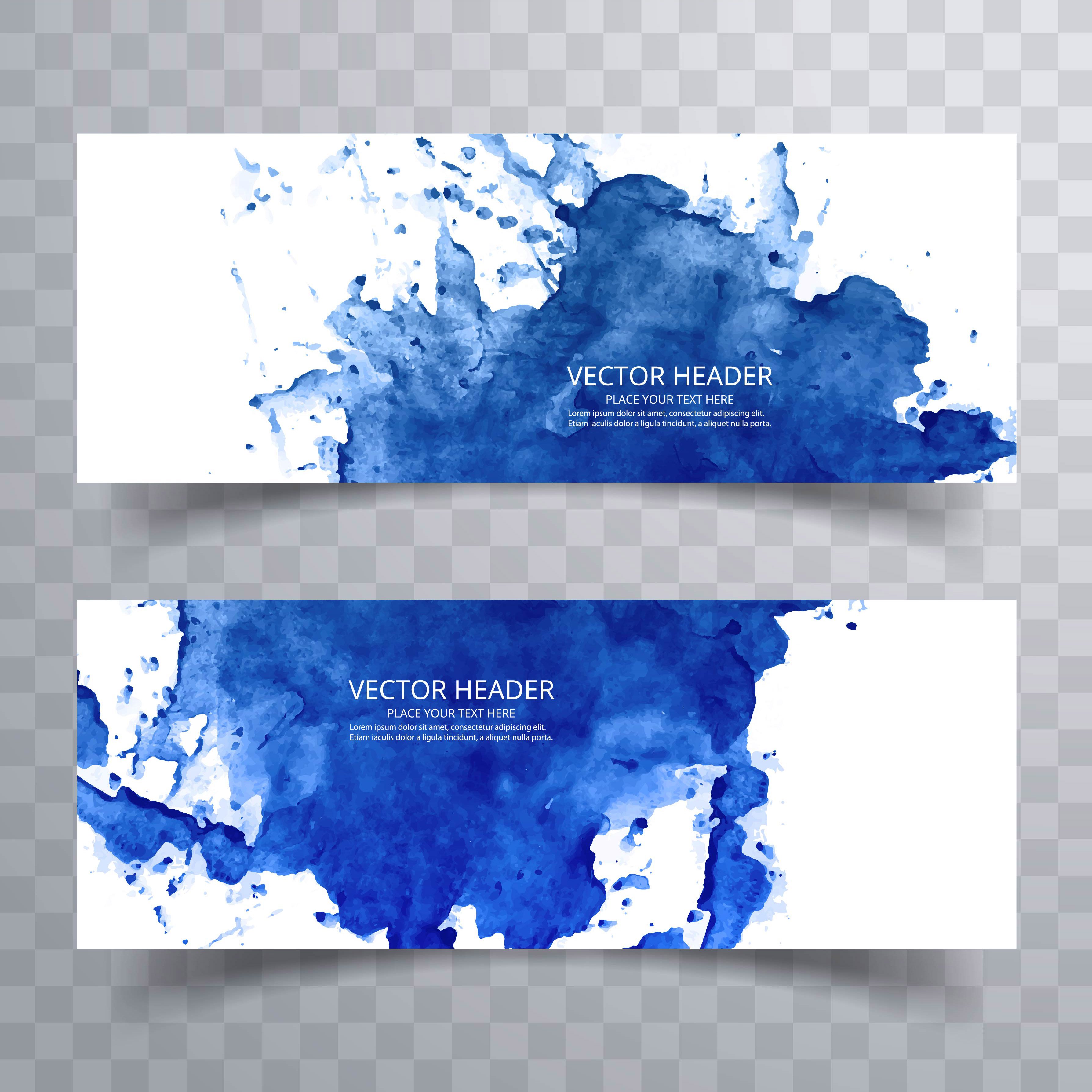 Beautiful watercolor blue banners set design Free Vector