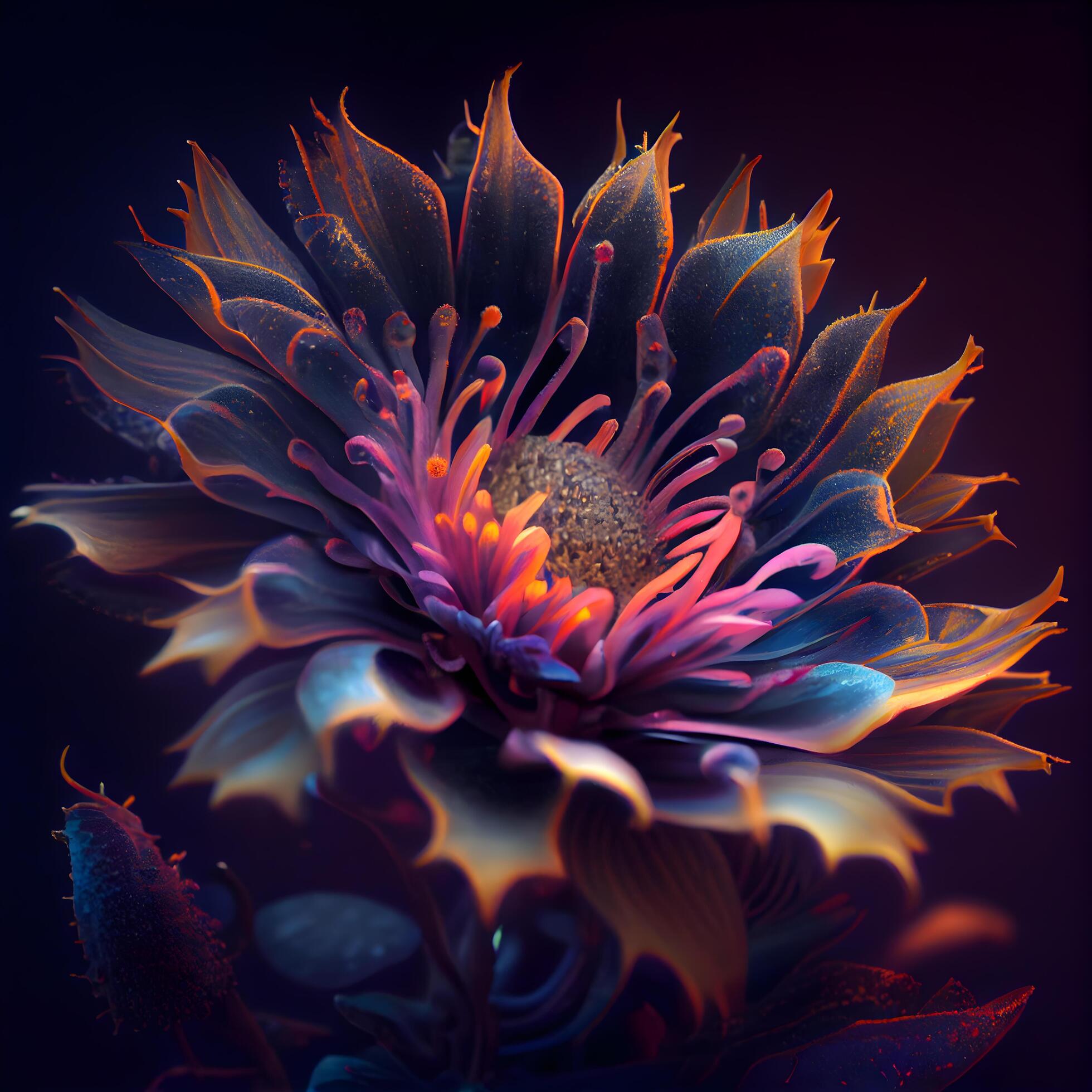 Beautiful fractal flower. Digital art. 3D rendering., Image Stock Free