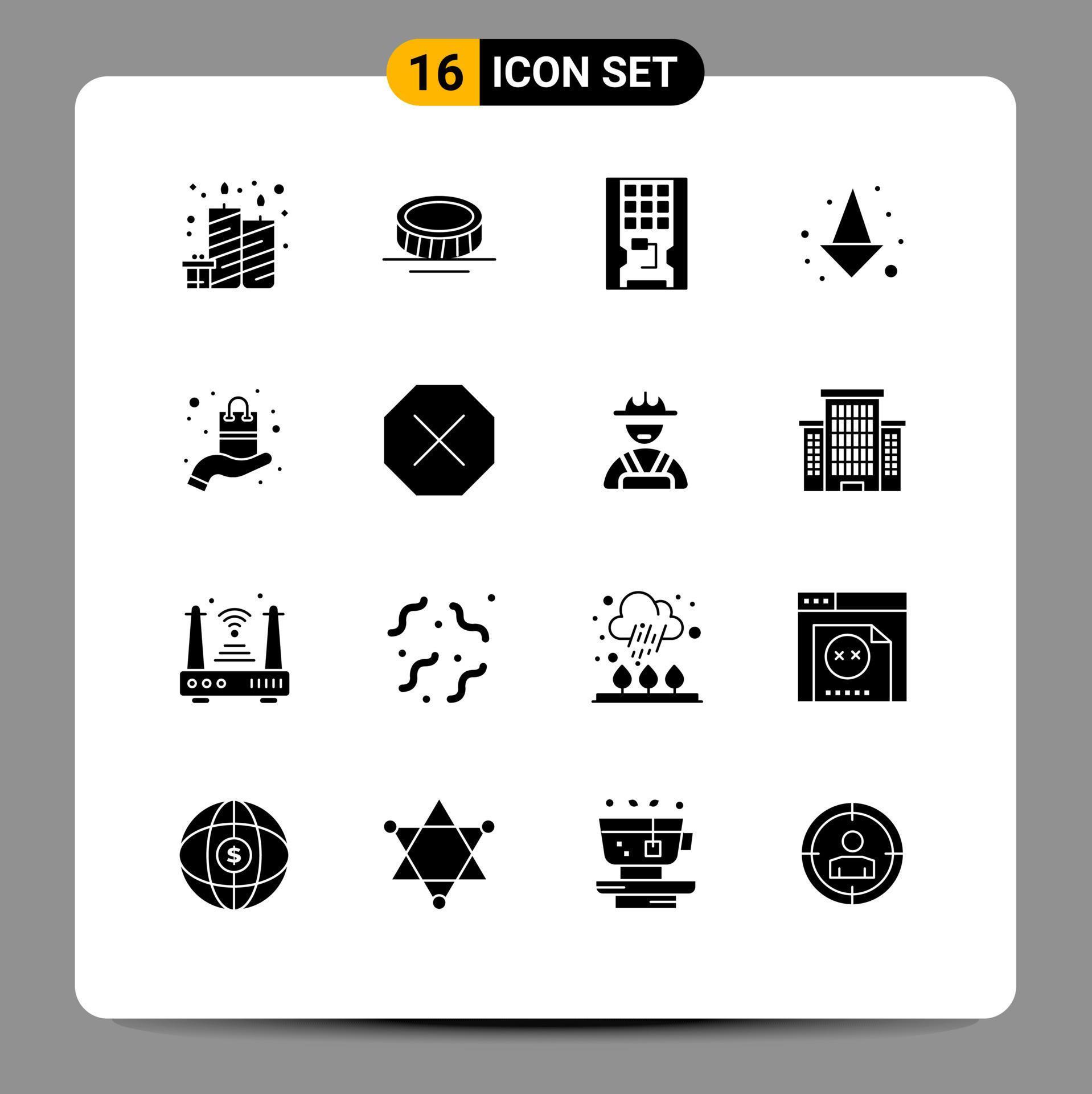 Set of 16 Modern UI Icons Symbols Signs for product present drive full arrow Editable Vector Design Elements Stock Free