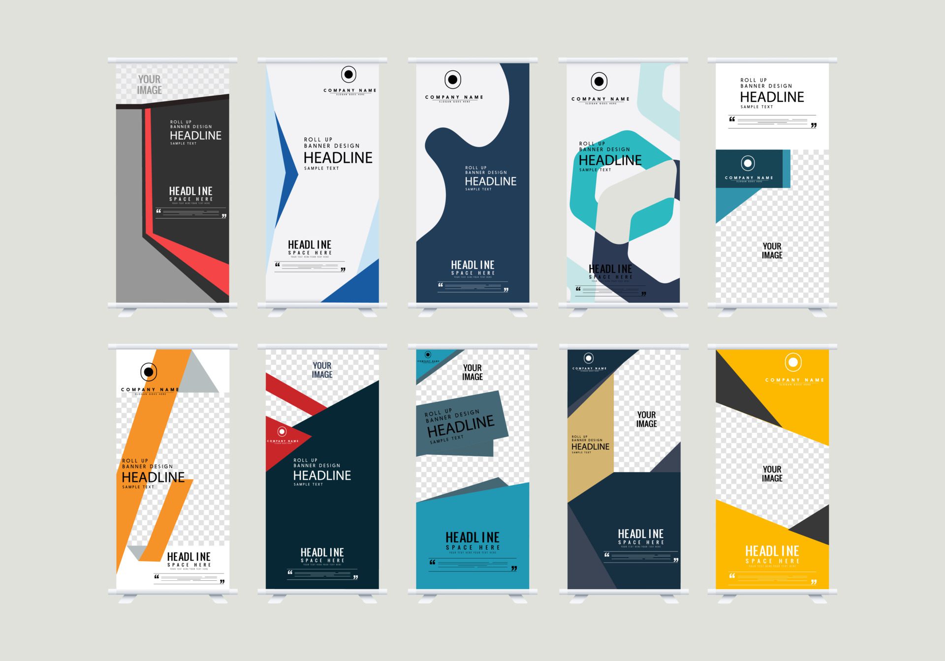 Business Roll Up Set. corporate banner template modern abstract. Free Vector