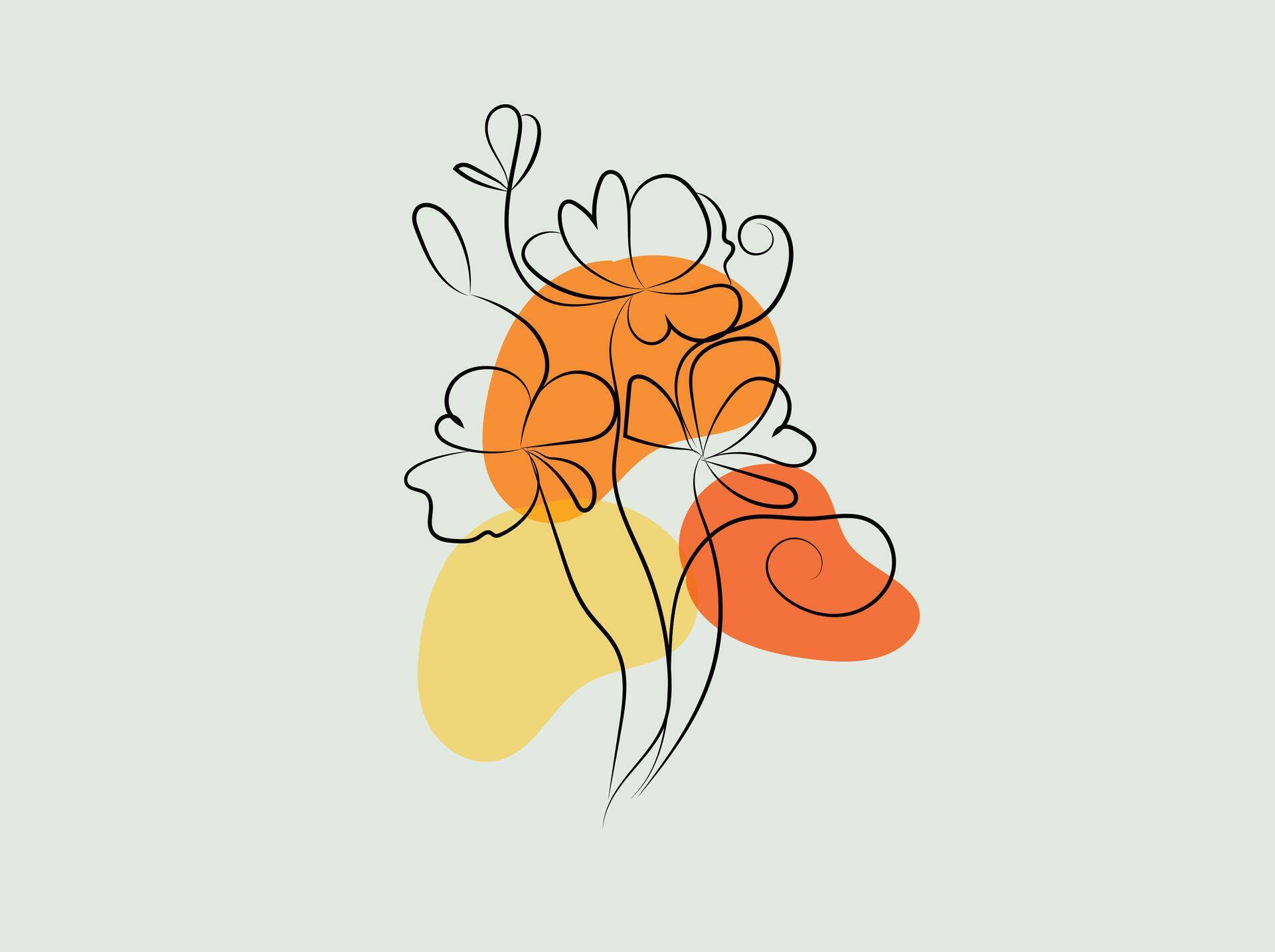 hand drawn flat design simple flower outline Stock Free