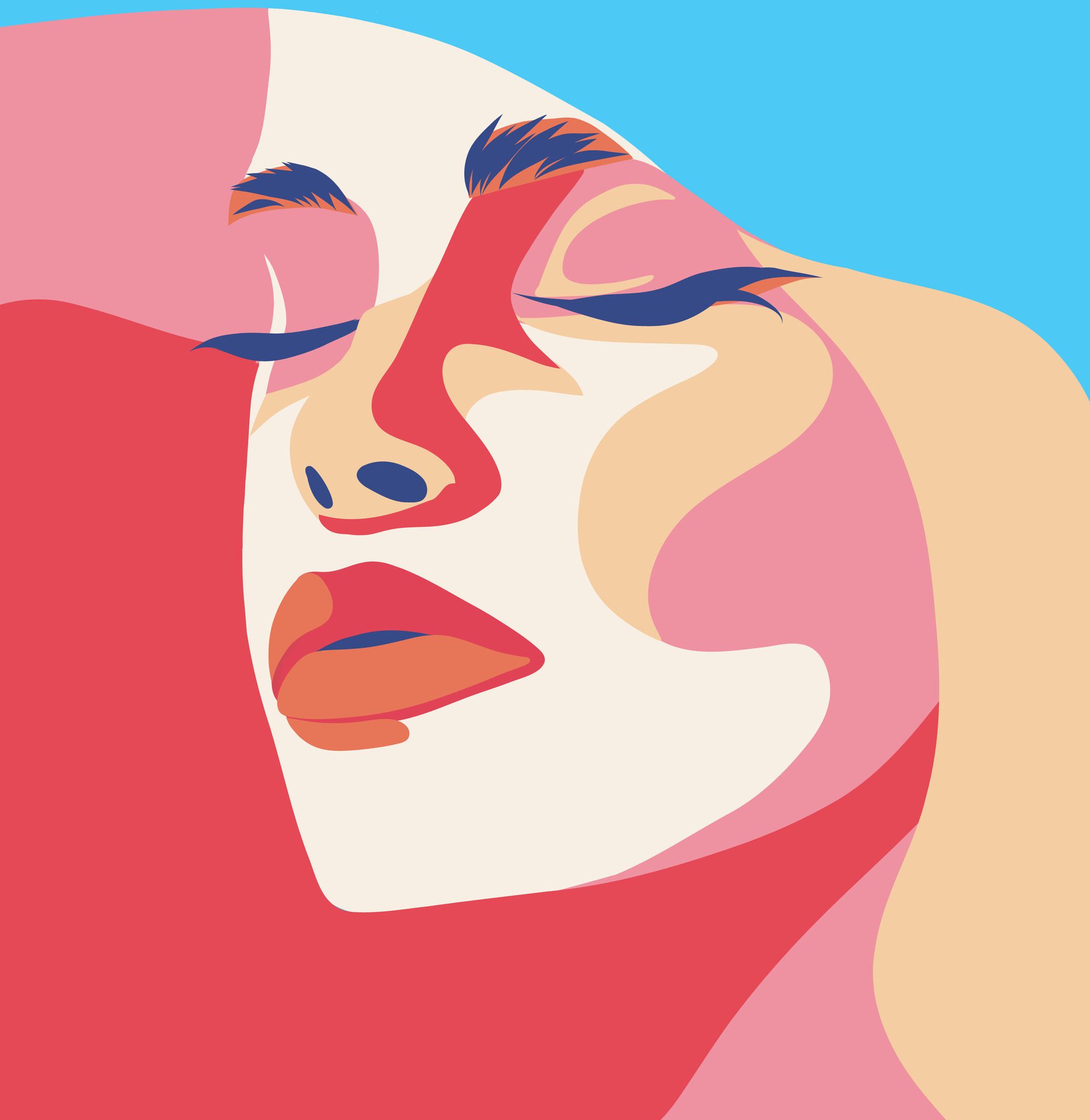 abstract memphis banner poster portrait of a woman for women’s day. Movements for gender equality and women’s empowerment Free Vector