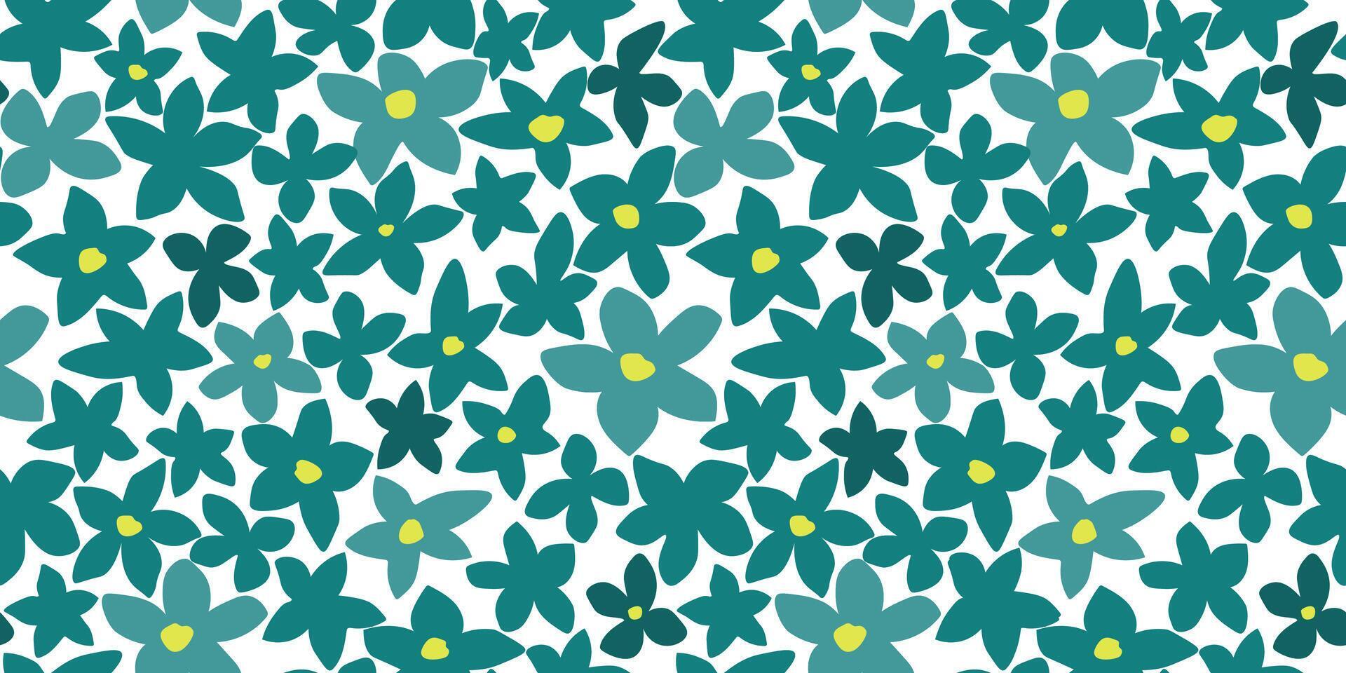 Seamless pattern with cute simple flowers. Abstract summer print. Vector graphics. Stock Free