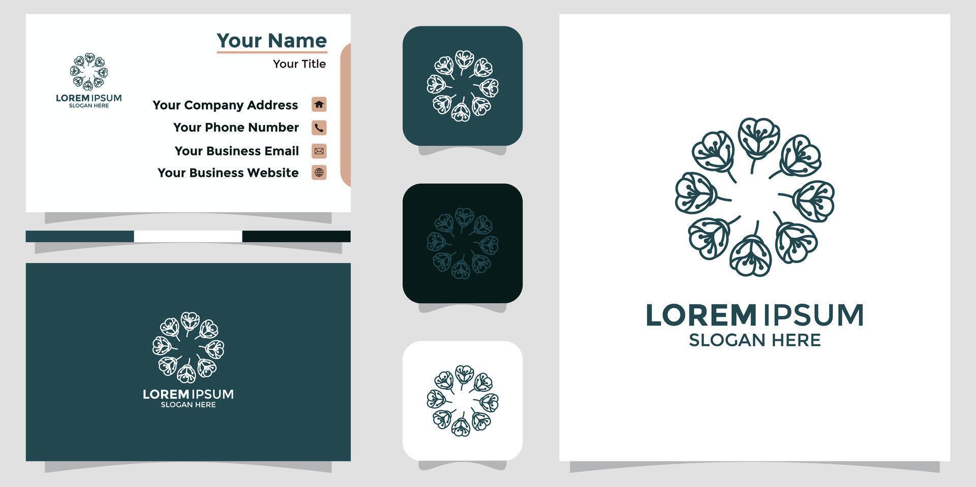 Abstract elegant flower logo icon and business card Stock Free