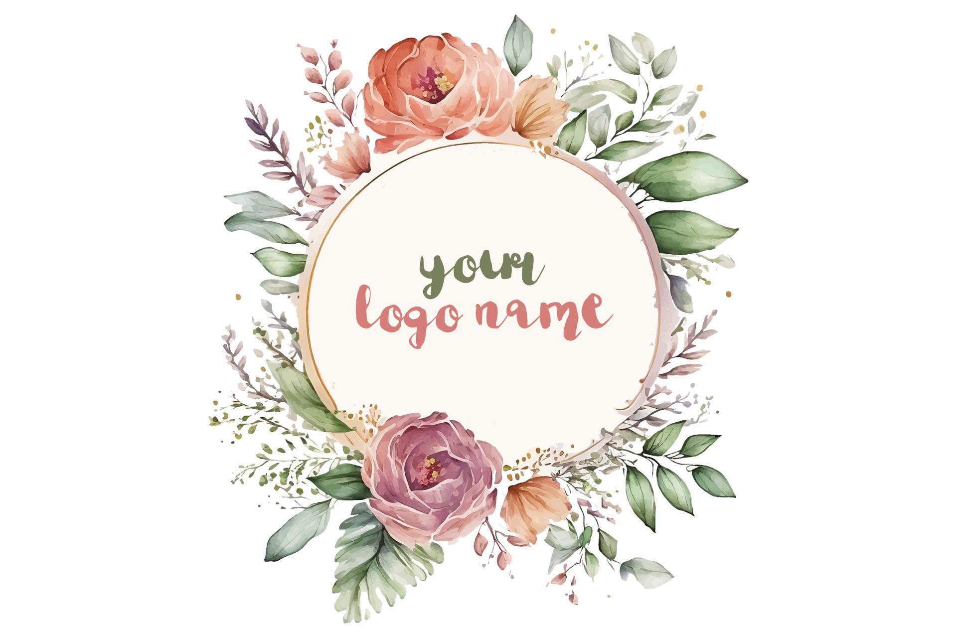 Watercolor Floral Logo, Round Floral Logo, modern Watercolor Logo, Logo Design, Calligraphy Logo, Floral Logo, Flower Logo Stock Free