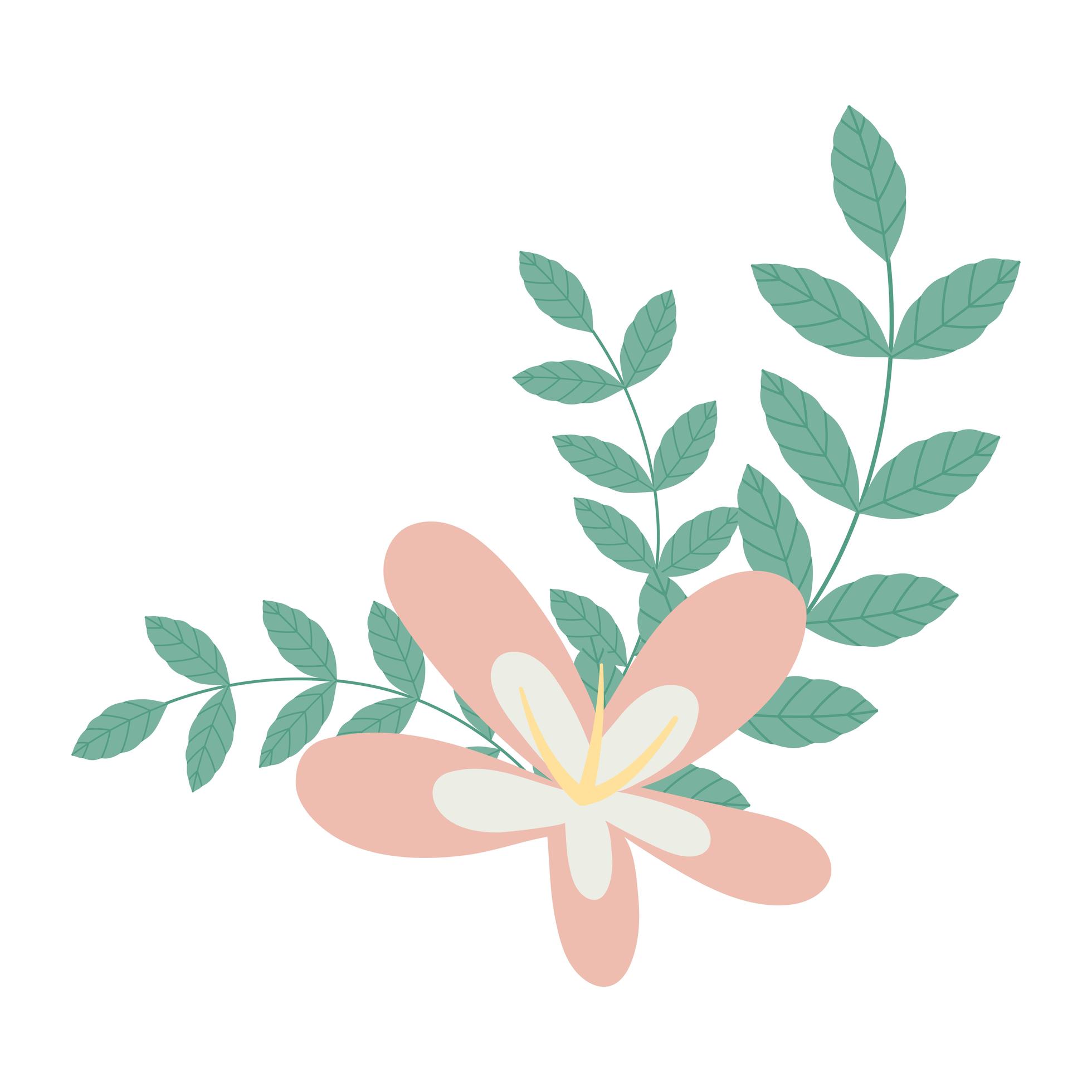 flower branch leaves foliage isolated icon style Stock Free