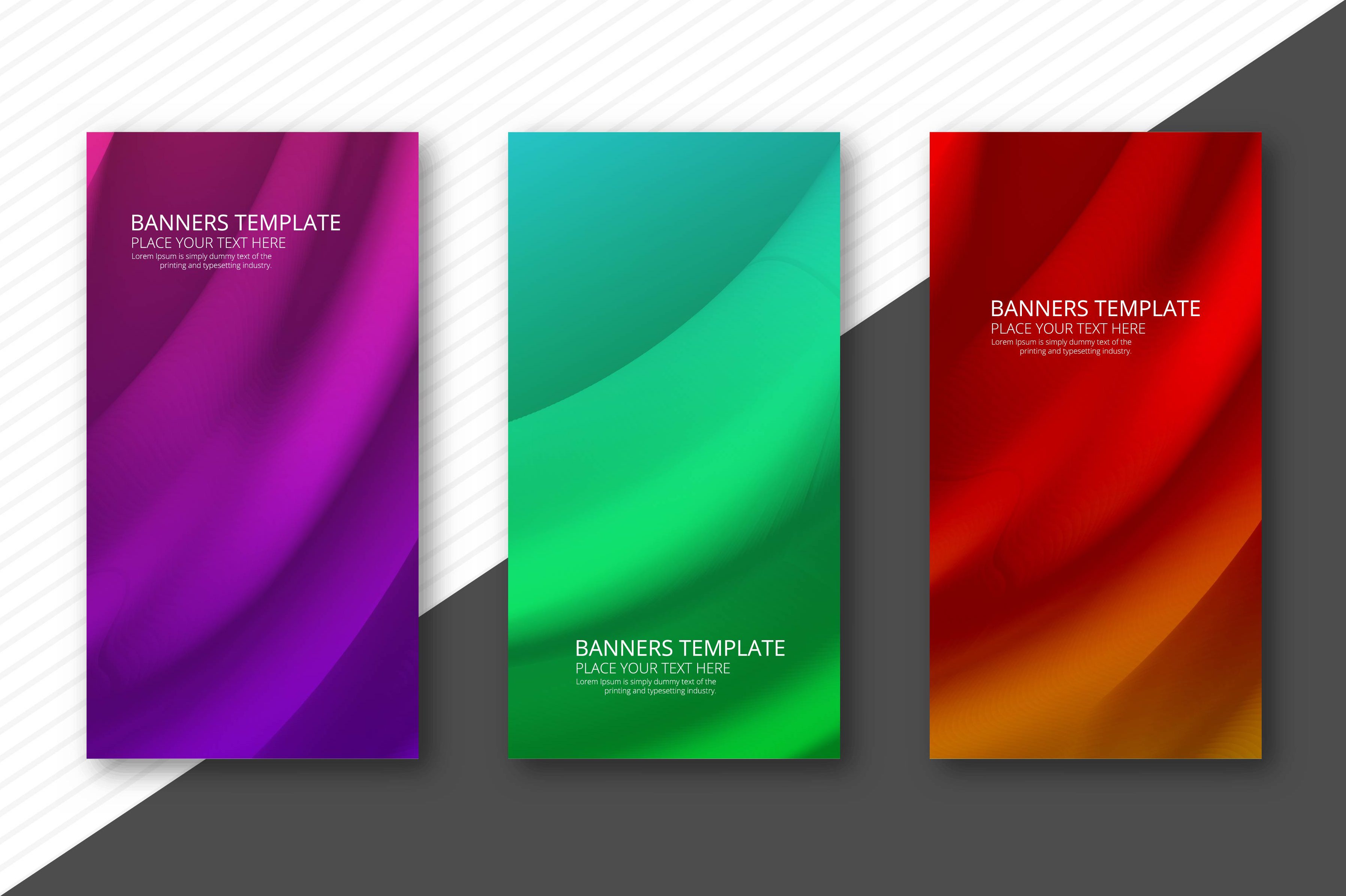 Abstract colorful wavy banners set design Free Vector