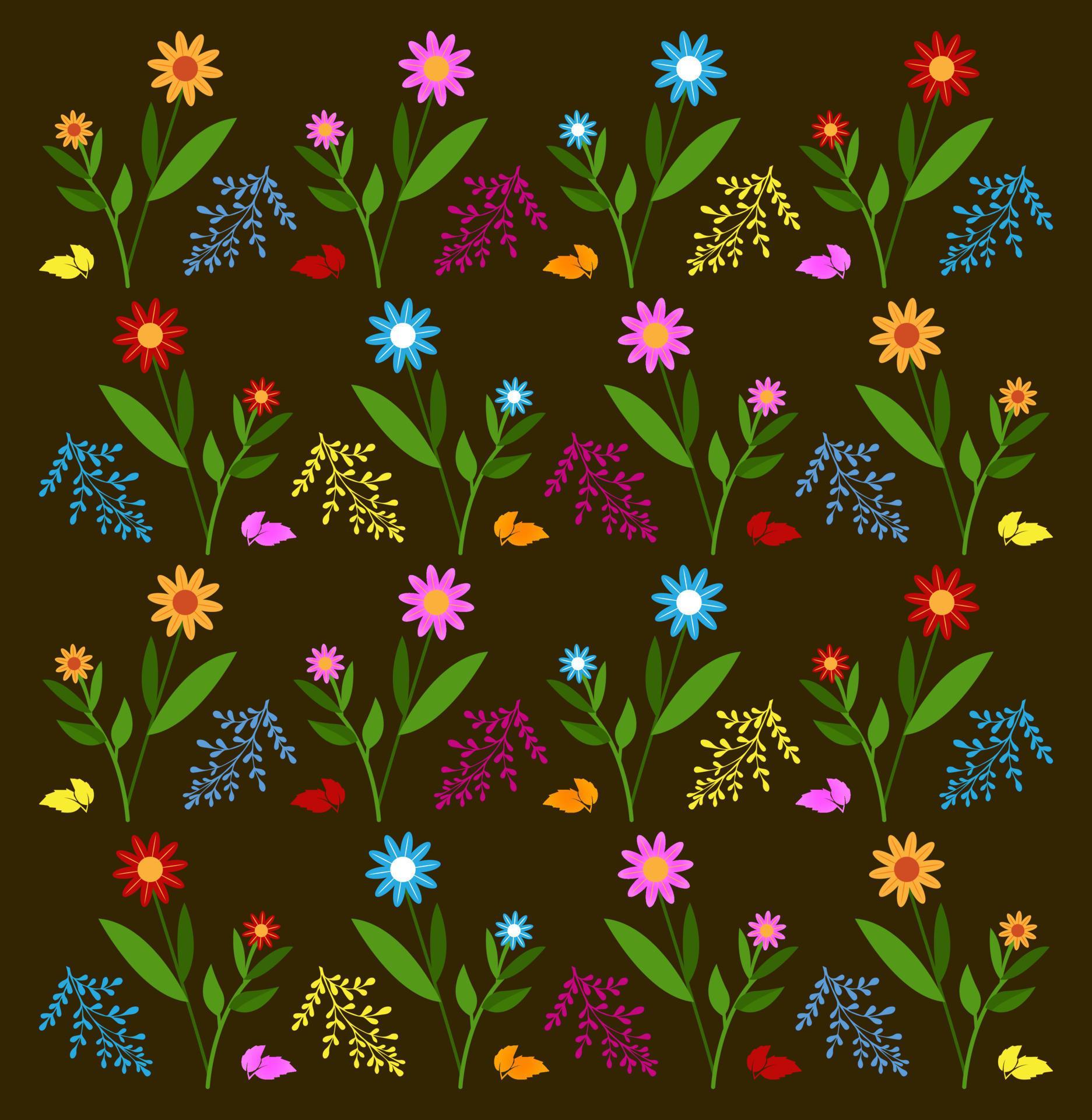 Colorful Flower Floral pattern design vector. Beautiful leaves and flower pattern design template vector. Stock Free and Free SVG