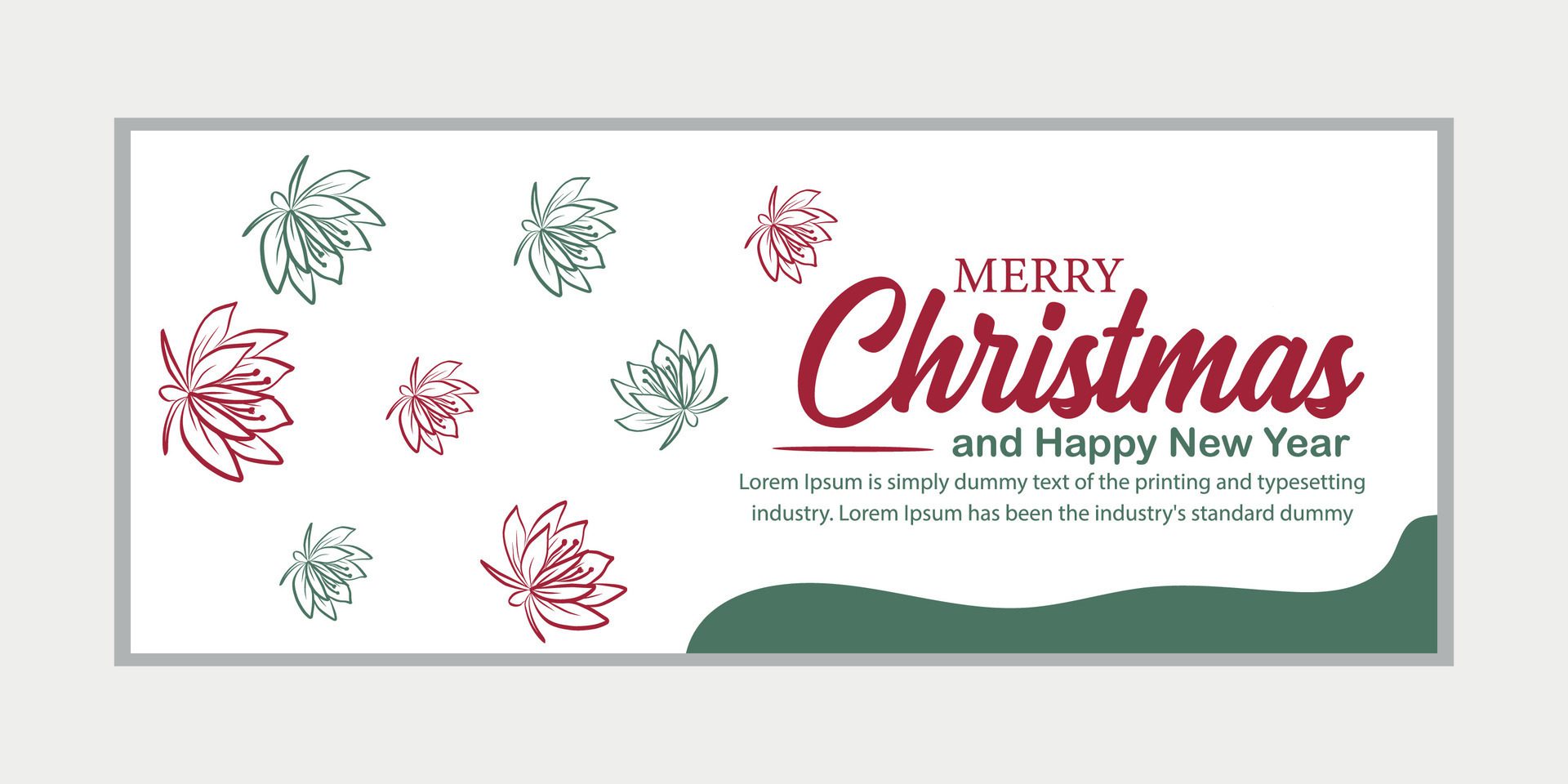 merry christmas banner set and happy new year banner, social media cover and web banner Free Vector