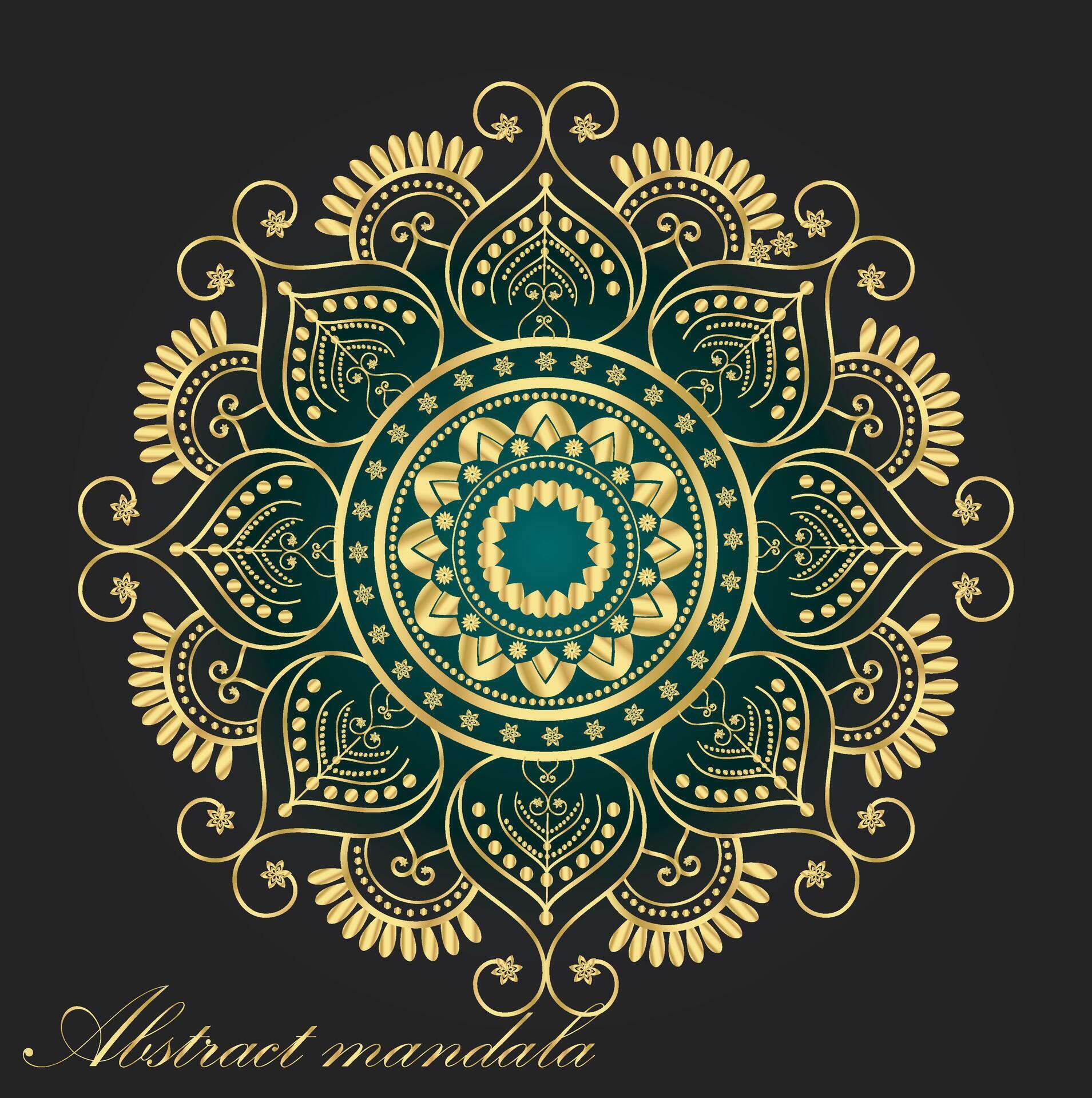 Abstract golden ornament and flower mandala Stock Free