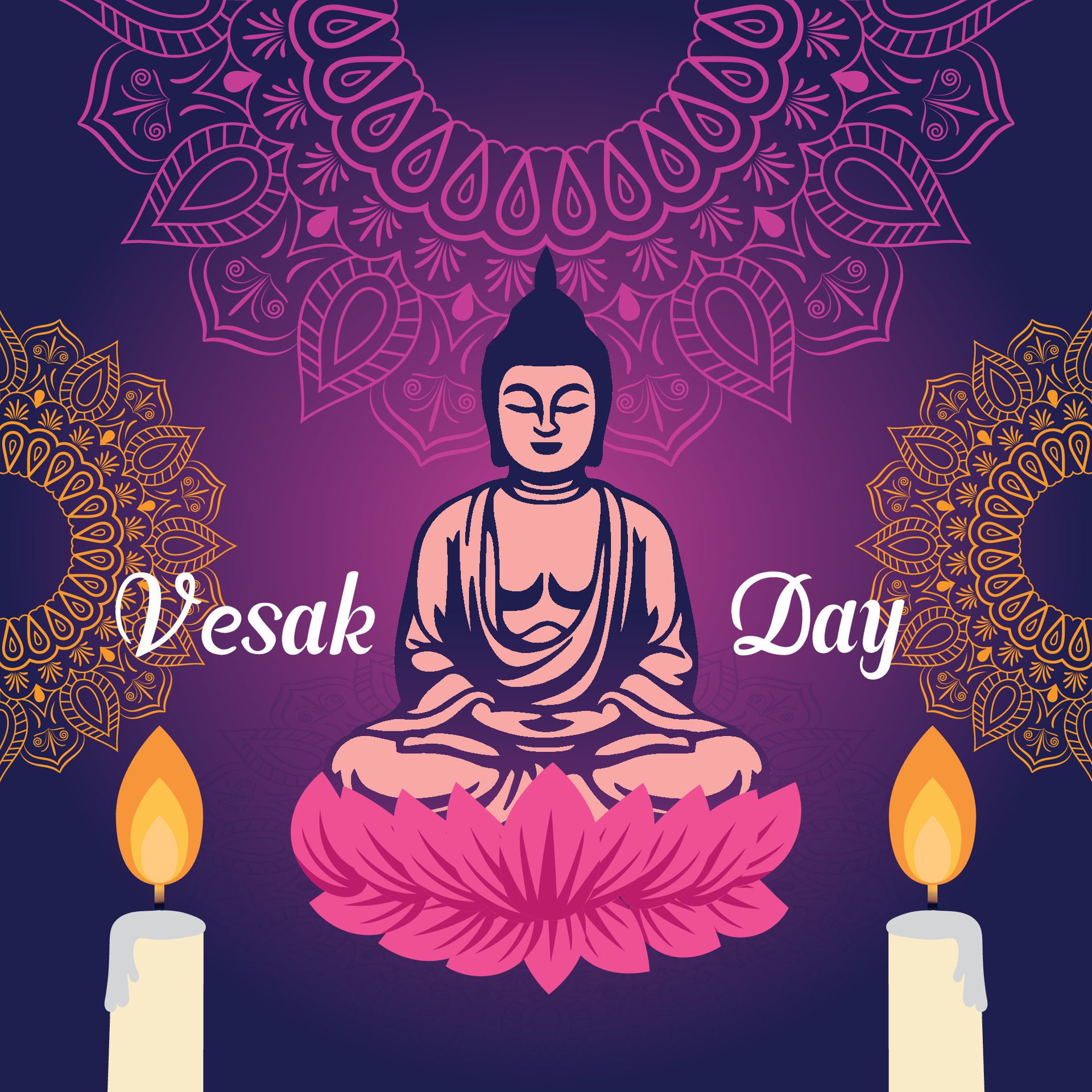 Flat vertical poster template for vesak day illustration festival celebration social media post and vesak day Banner Free Vector