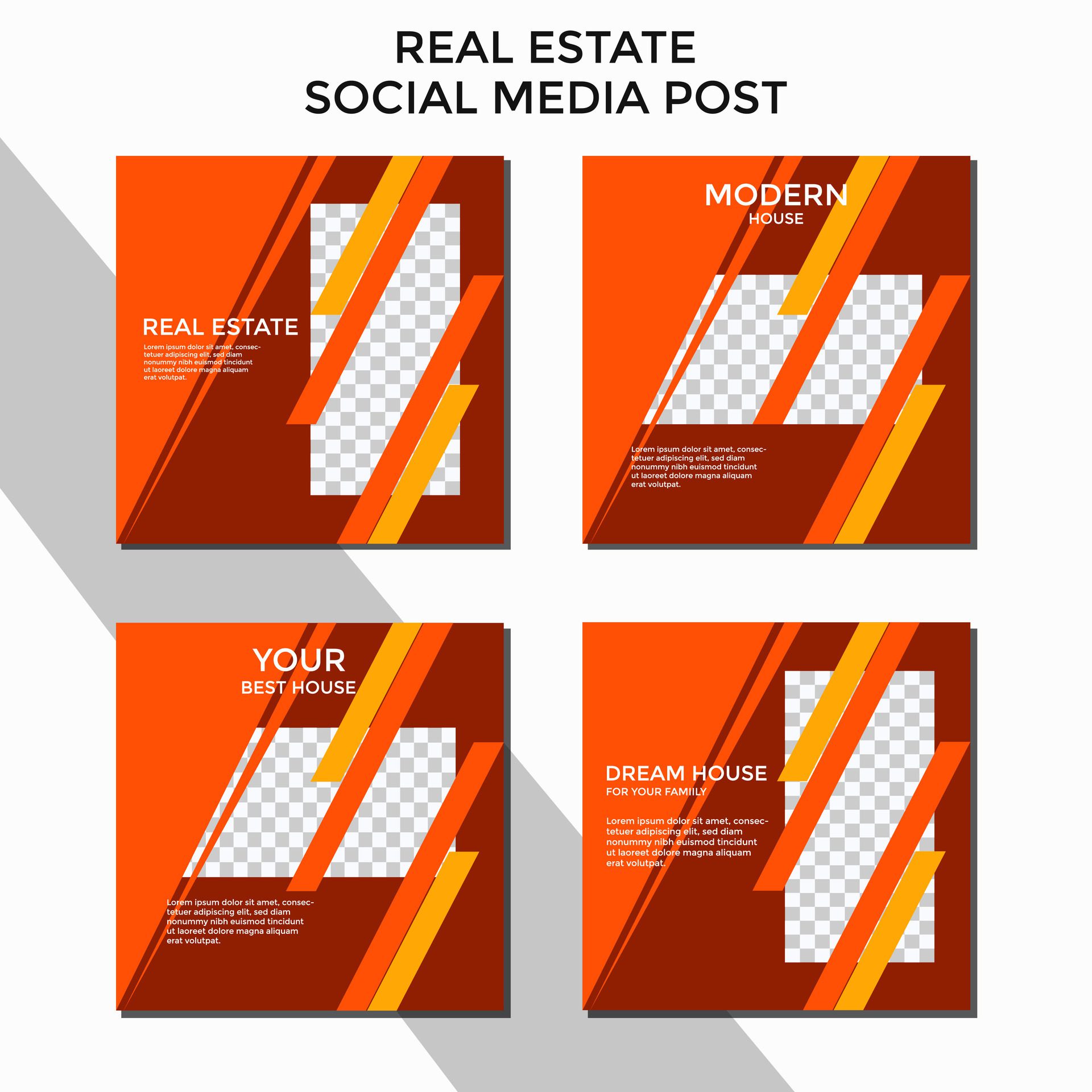 EDITABLE BACKGROUND REAL ESTATE SOCIAL MEDIA POST. BANNER TEMPLATE SALES SET. PROMO BRAND COVER DESIGN VECTOR Free Vector