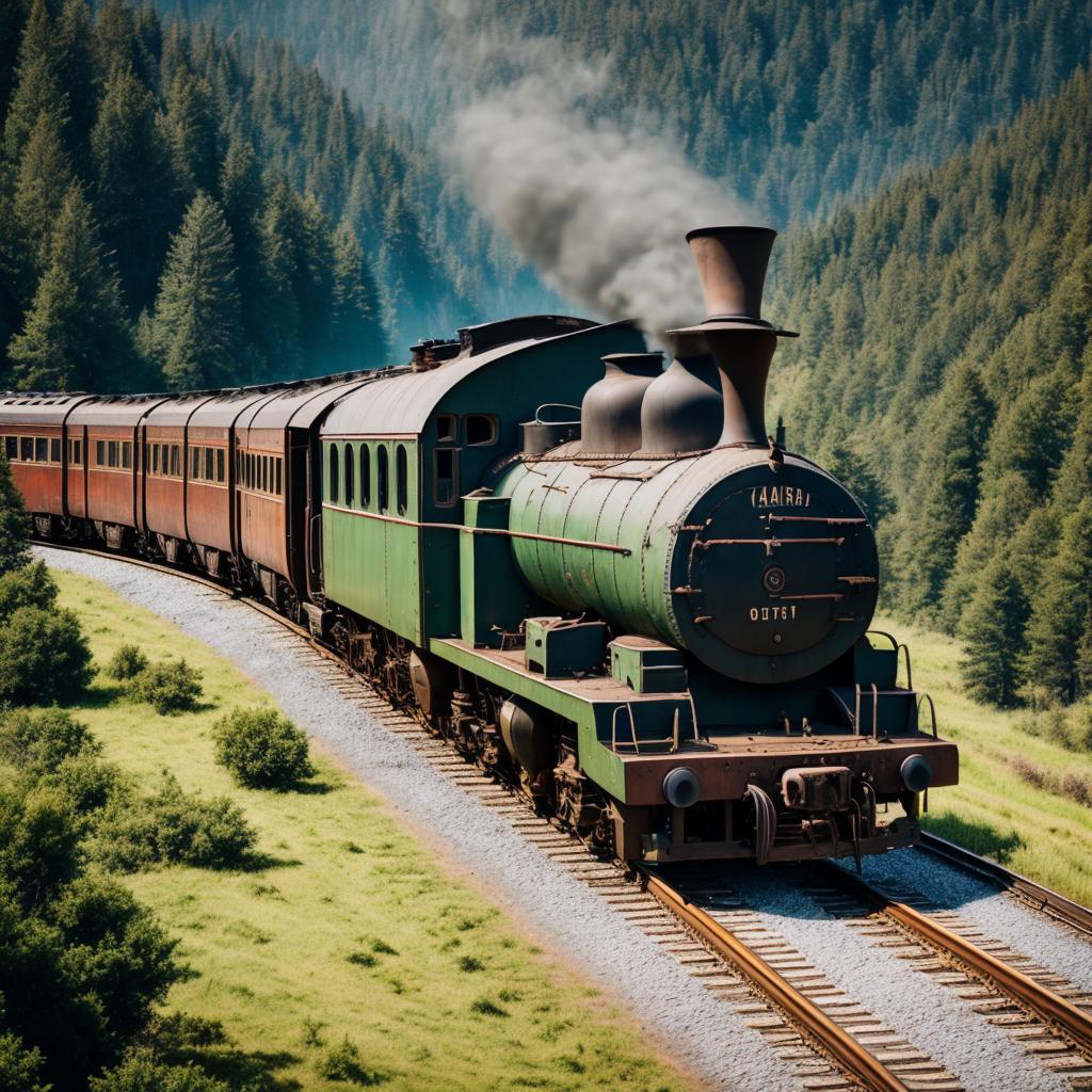 Traveling old train Nature by @ai_generated