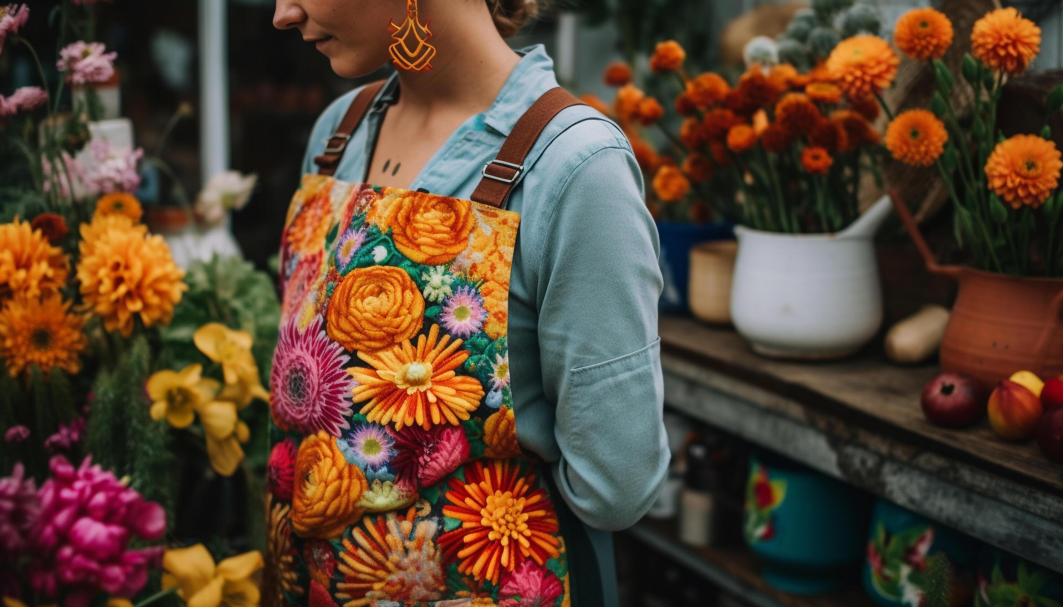 Fresh flowers for sale at outdoor market generated by AI Stock Free