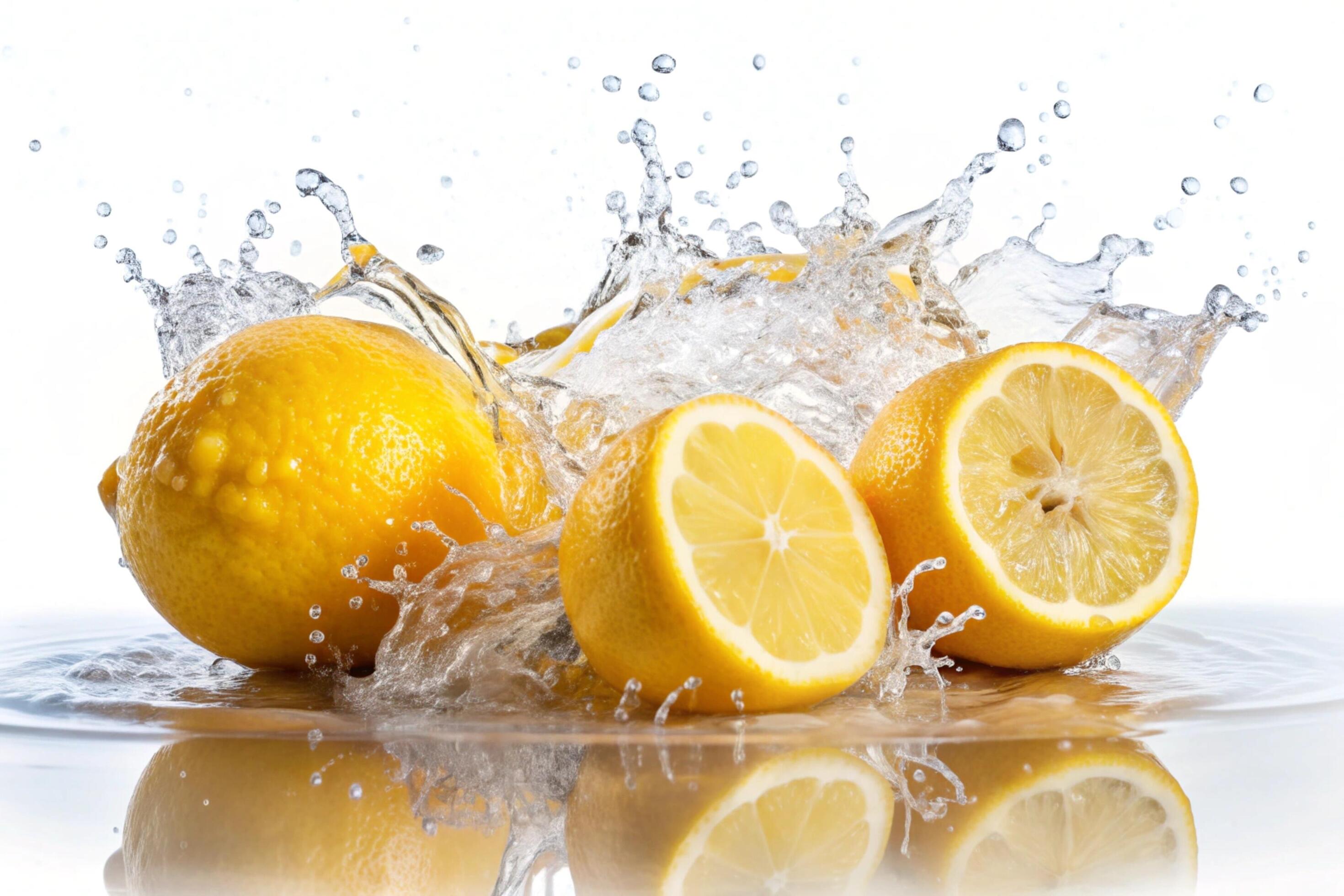 Lemon splashes on white background Stock Free