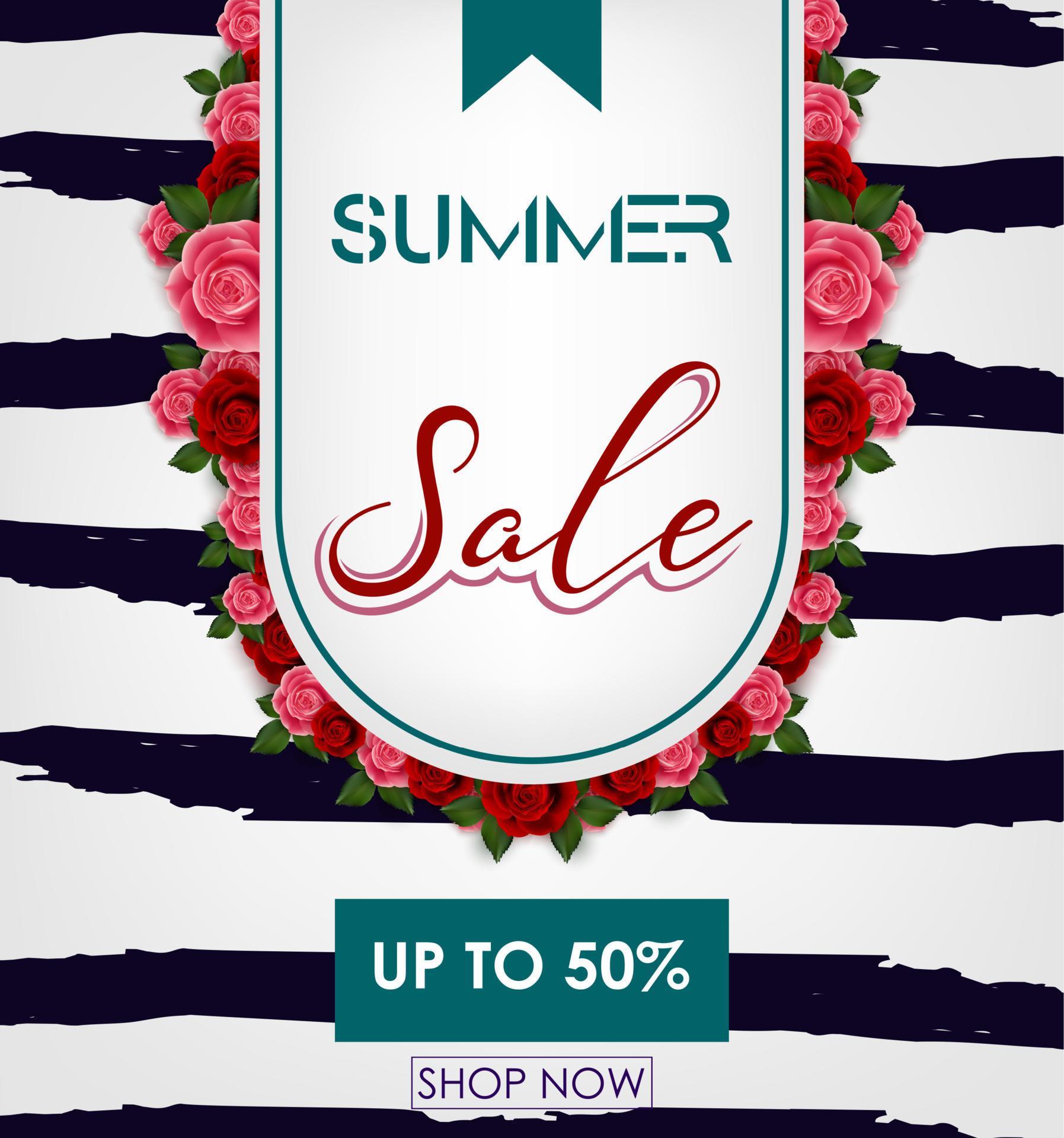 Summer sale background with tropical flowers Stock Free