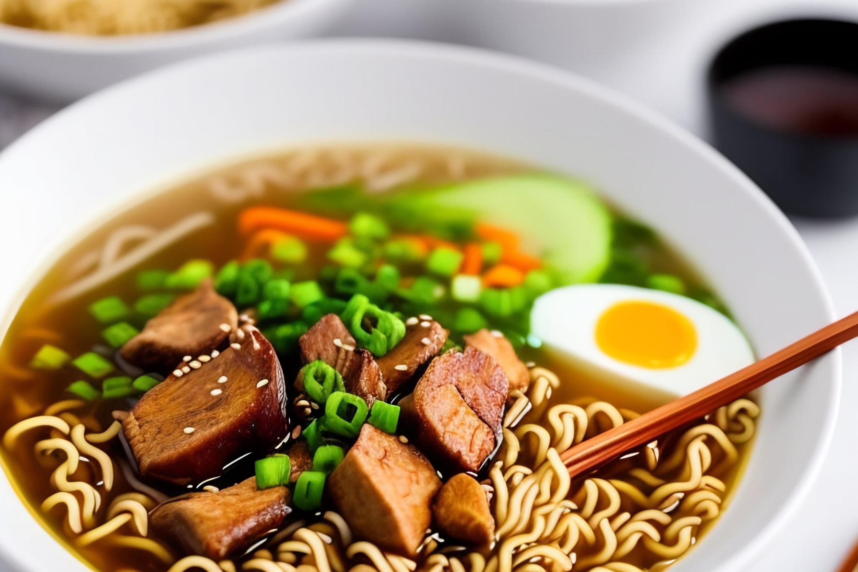 Delicious noodles. Fast food meal with appetizing pasta and chopsticks. Stock Free