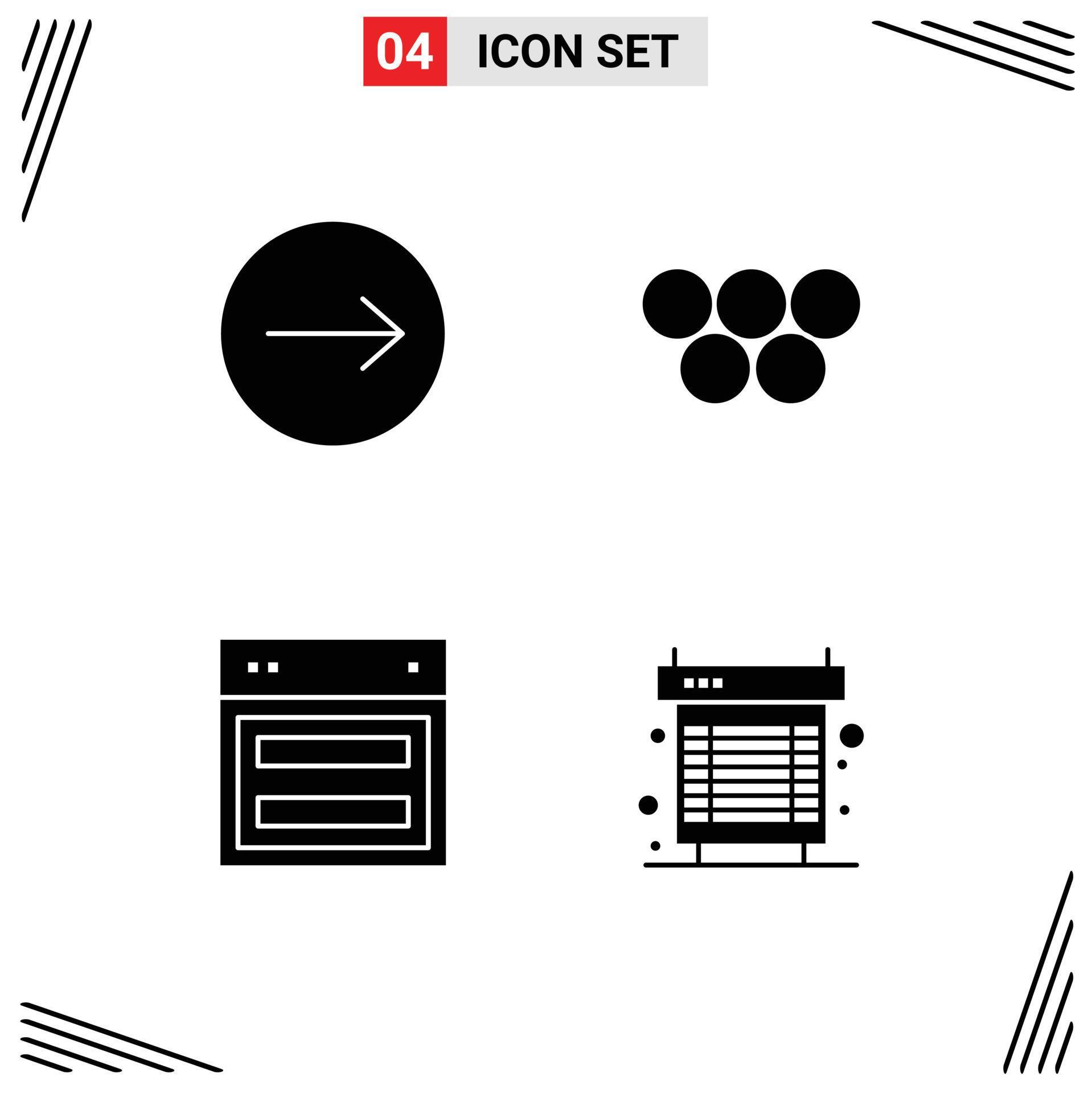 4 Universal Solid Glyphs Set for Web and Mobile Applications arrows site ancient olympic games website Editable Vector Design Elements Stock Free