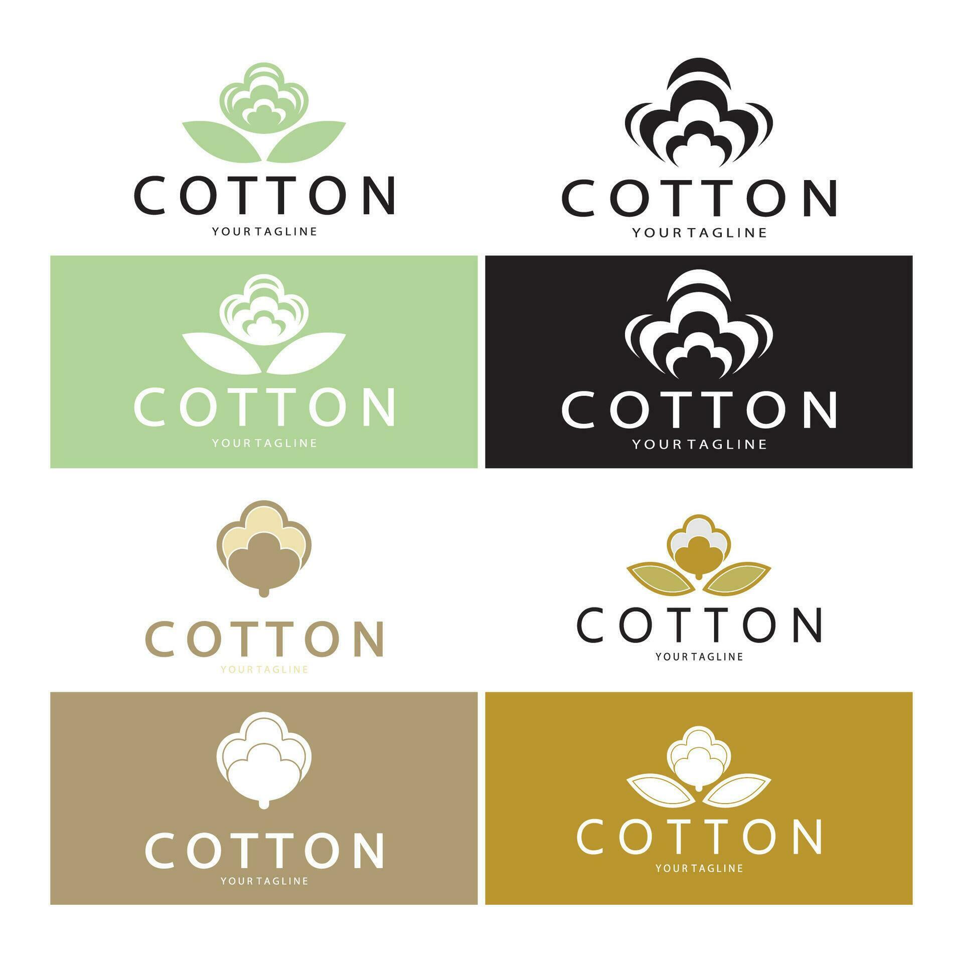 Soft natural organic cotton flower plant logo for cotton plantations, industries,business,textile,clothing and beauty,vector Stock Free