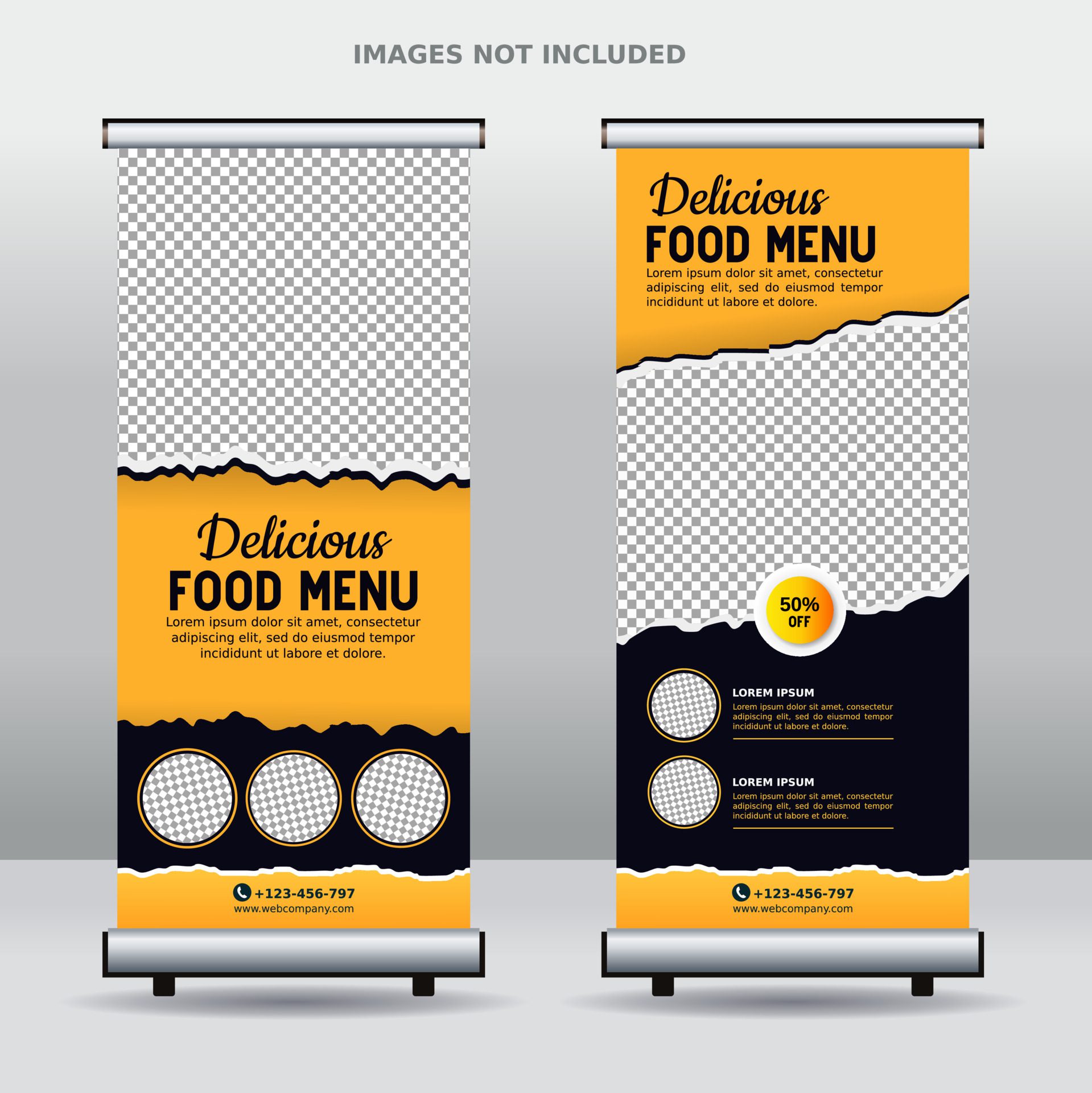 Food roll up business banner design template Free Vector and Free SVG