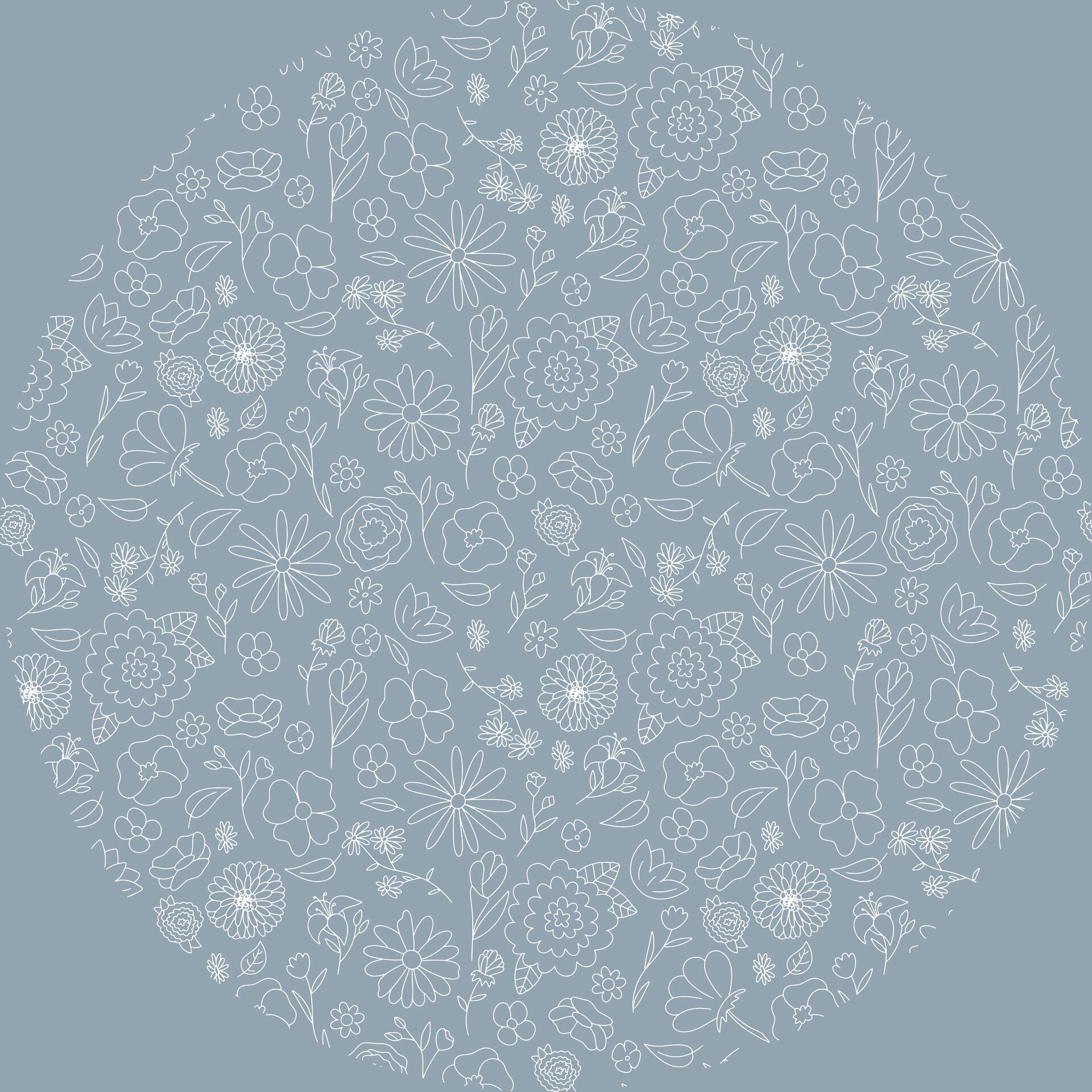 spring flowers seamless cute small floral pattern on blue background in circle Stock Free