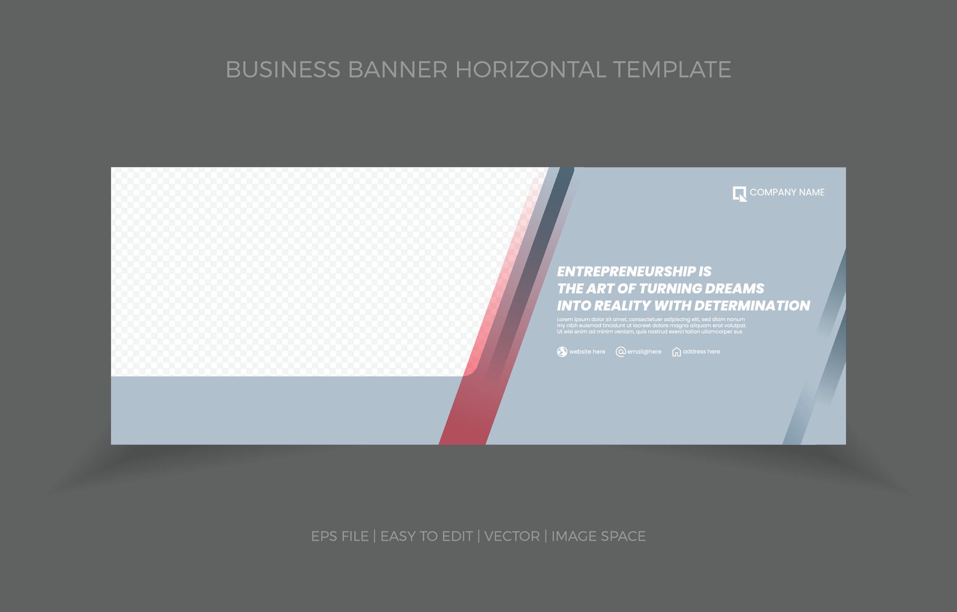 Business Horizontal Banner Template Design with Image Space Template Free Vector