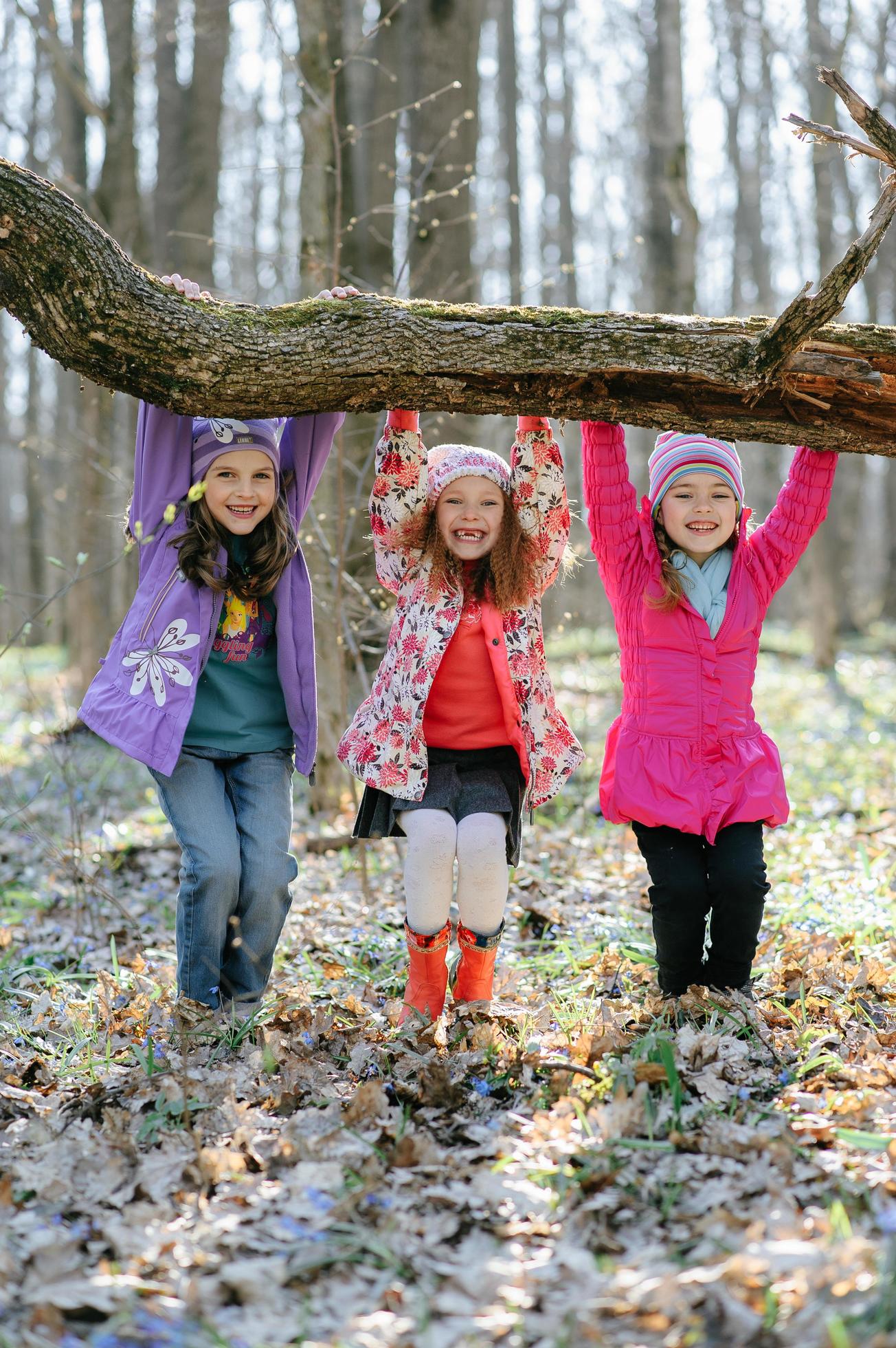 Little girls in the forest Stock Free