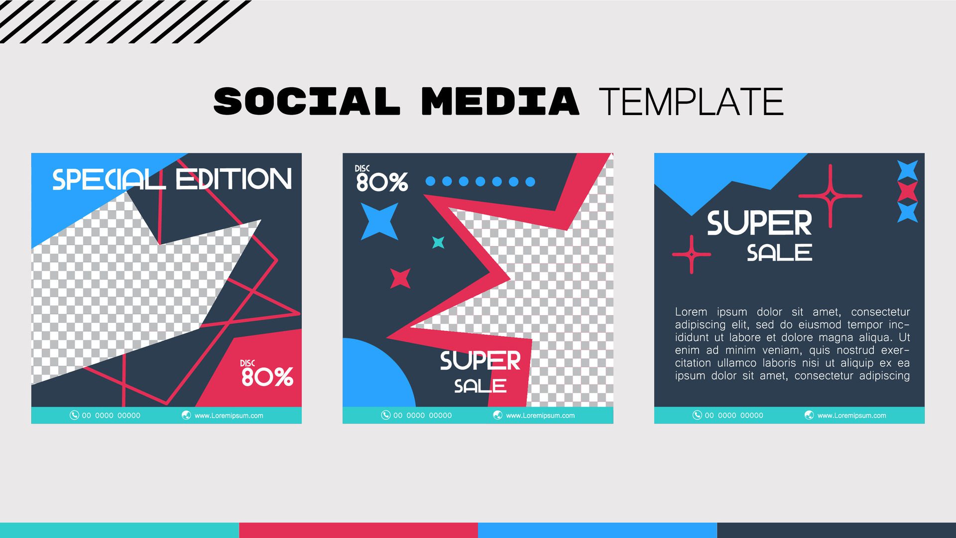 
									Geometric social media template design sport color. vector illustration. The concept of a background banner advertising. Free Vector