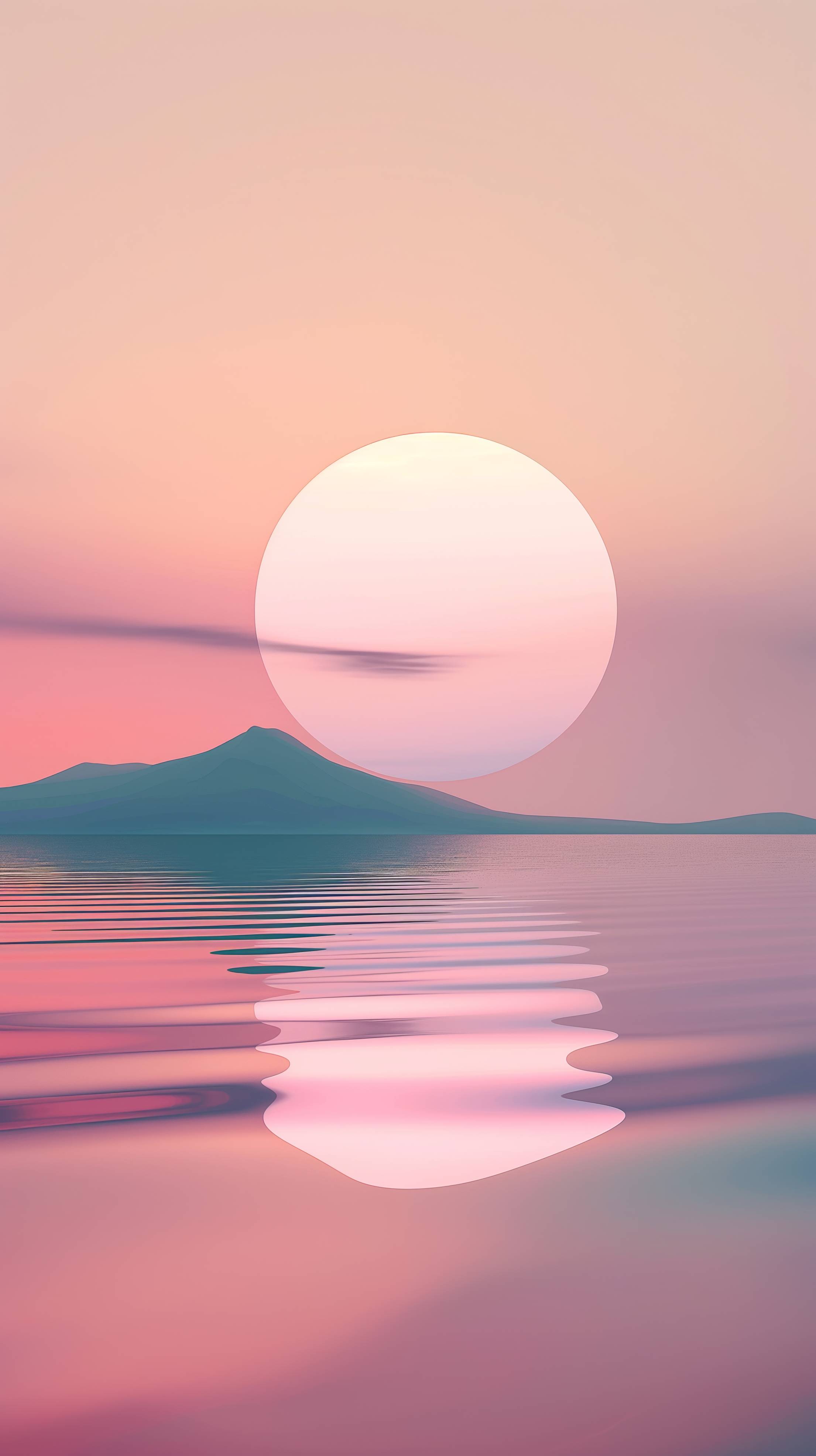 Massive Sun Over Calm Water Surface Stock Free