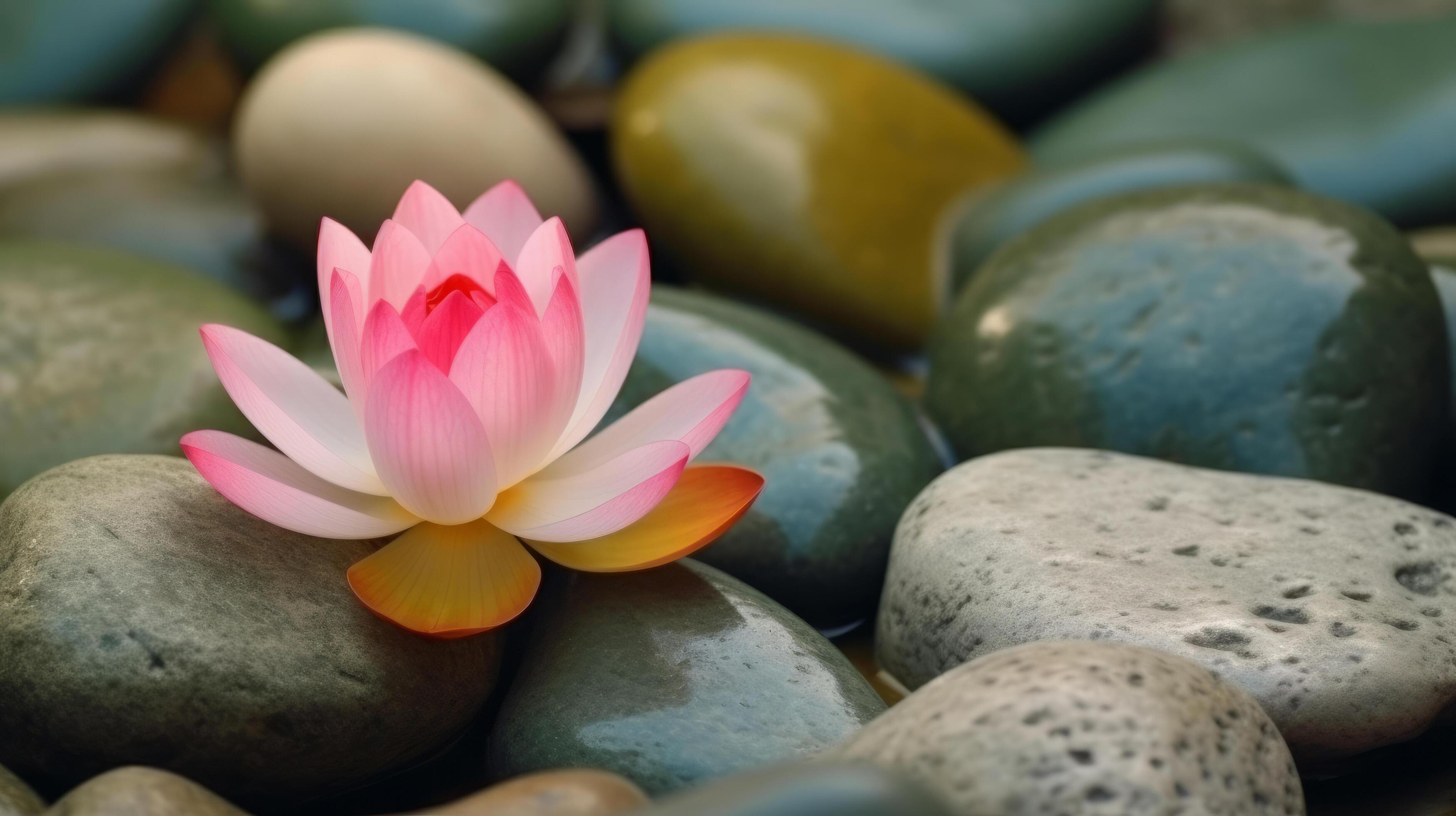 Lotus flower stone background. Illustration Stock Free